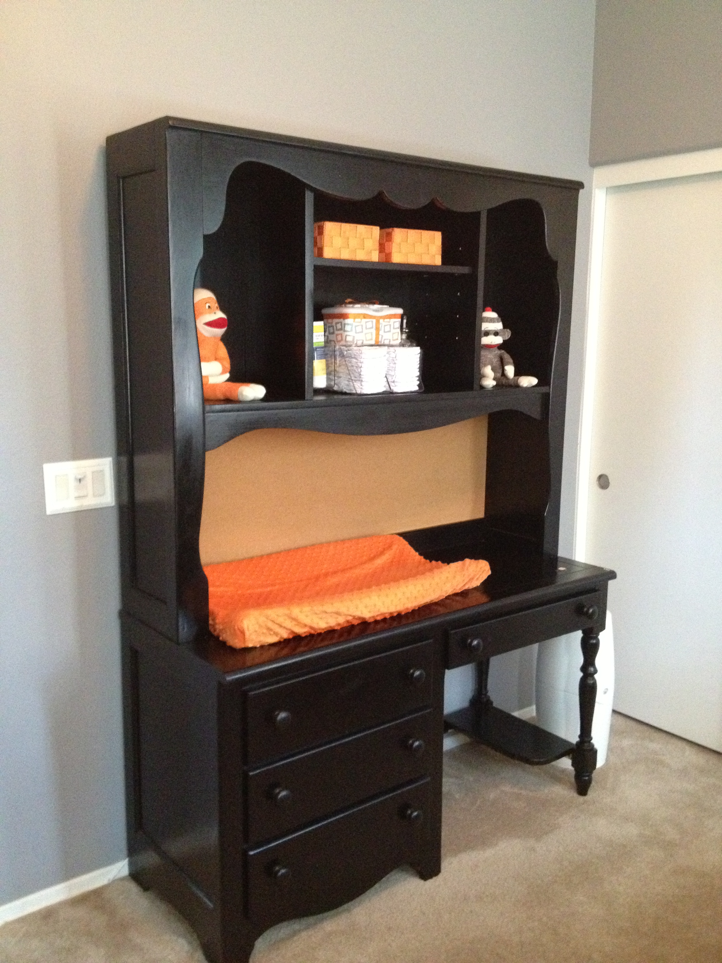 Boy Gray and Orange Nursery Changing Table