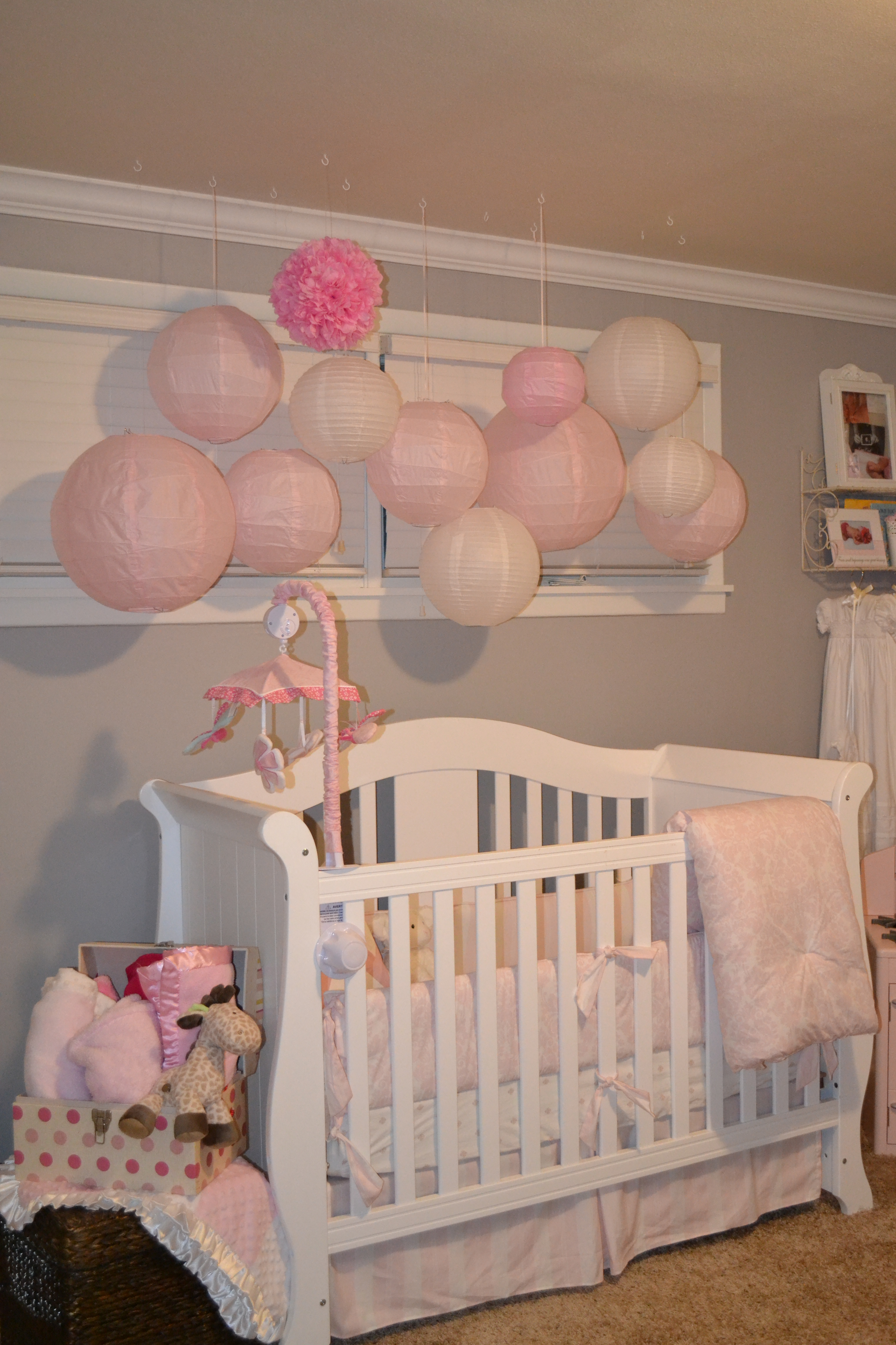 Gray and Light Pink Girl Nursery Paper Lanterns