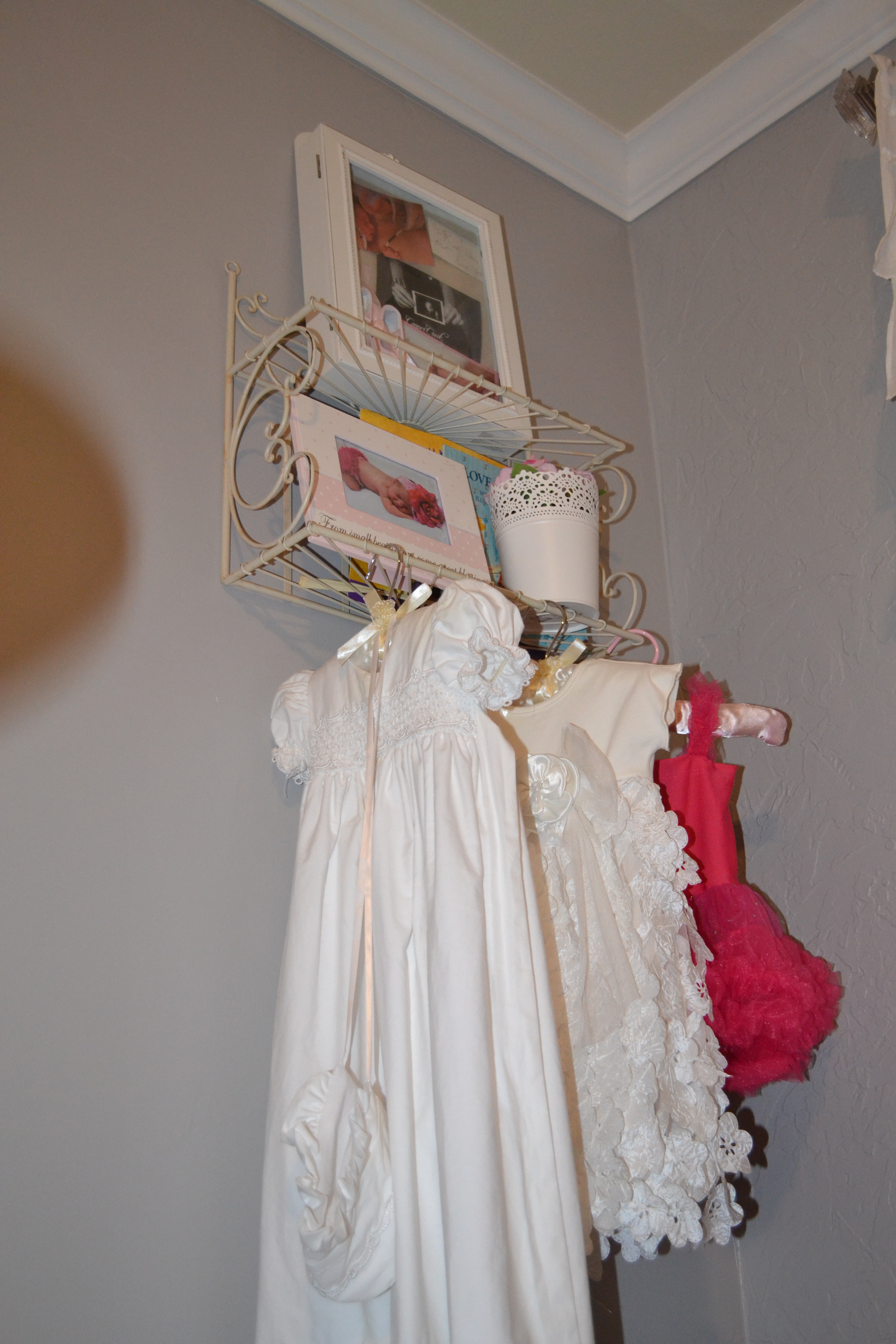 Gray and Light Pink Girl Nursery Hanging Clothes