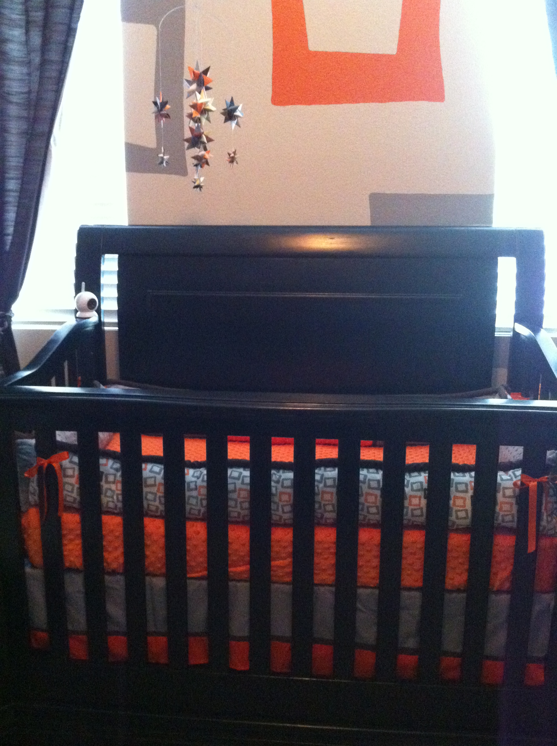 Boy Gray and Orange Nursery Crib