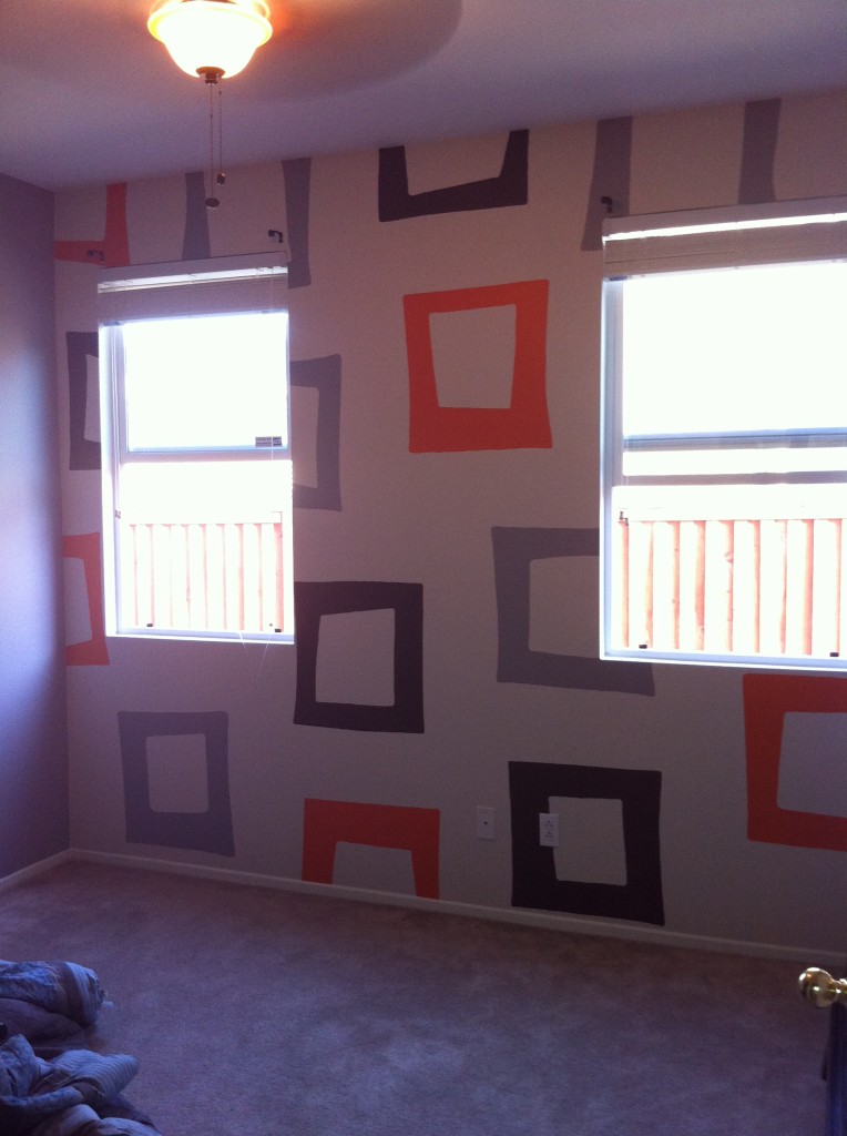 Boy Gray and Orange Nursery Frame Wallpaper