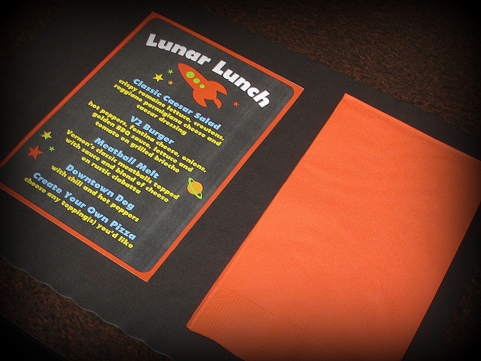 Blastoff Brothers Shared Birthday Party Lunar Lunch Menu