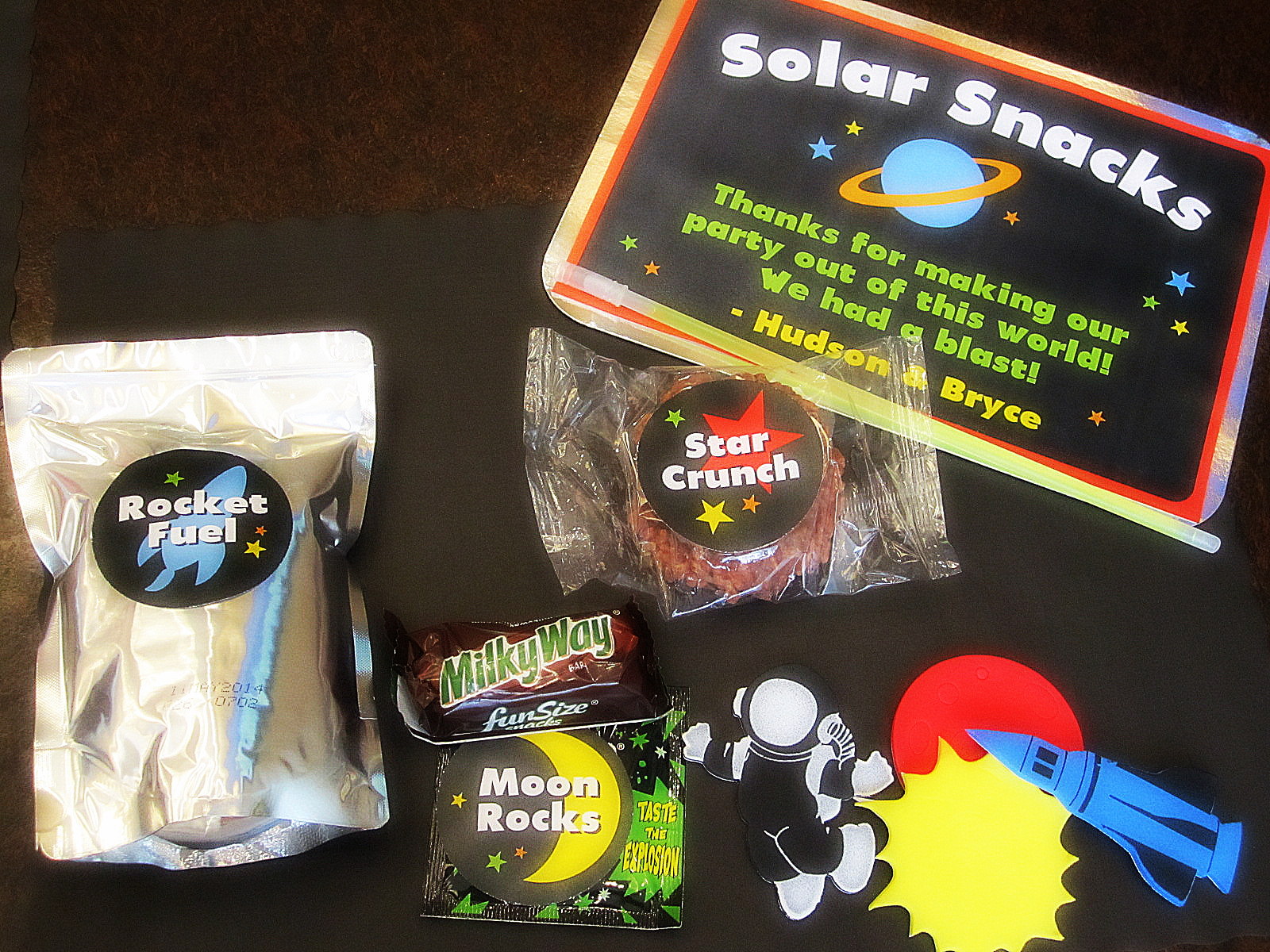 Blastoff Brothers Shared Birthday Party Solar Snack packets