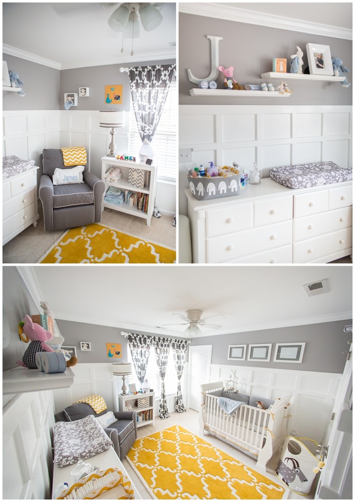 Gray and Yellow Preppy Nursery Room View