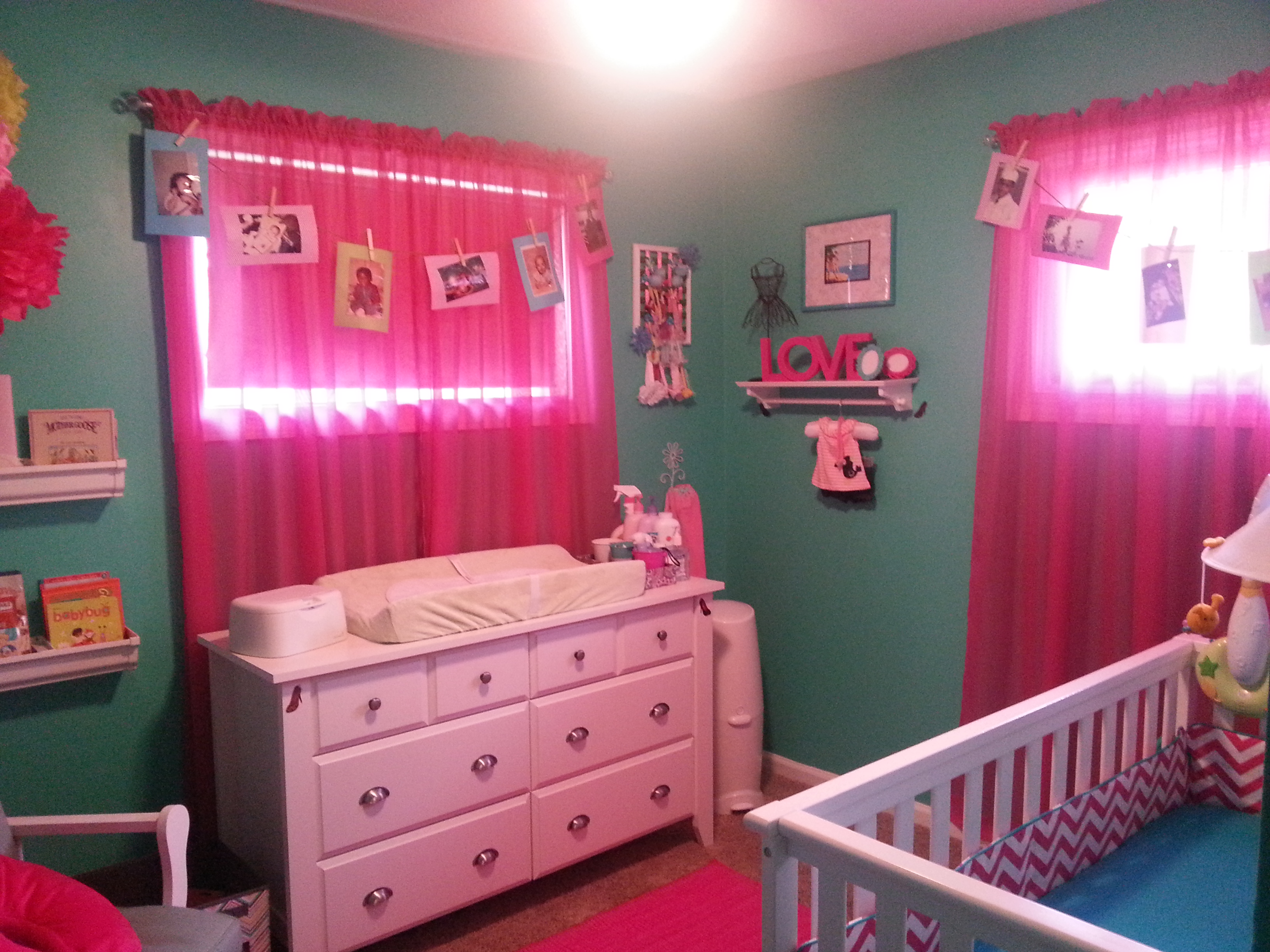 Pink and Blue Girl Nursery Room View