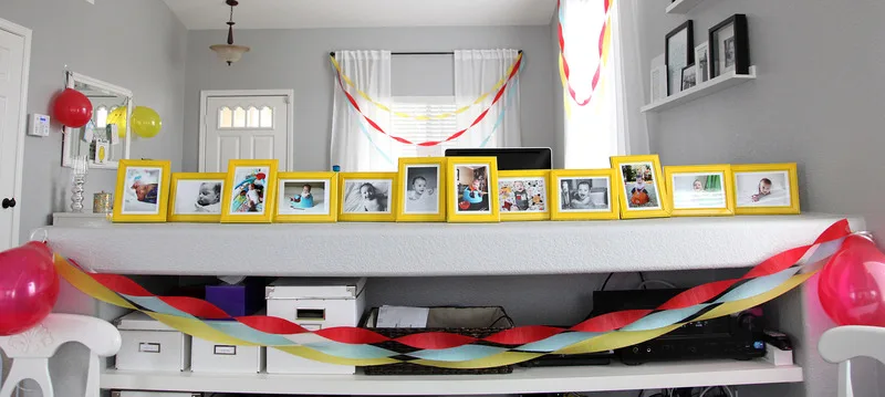 Monthly Baby Photo Display in Yellow Frames