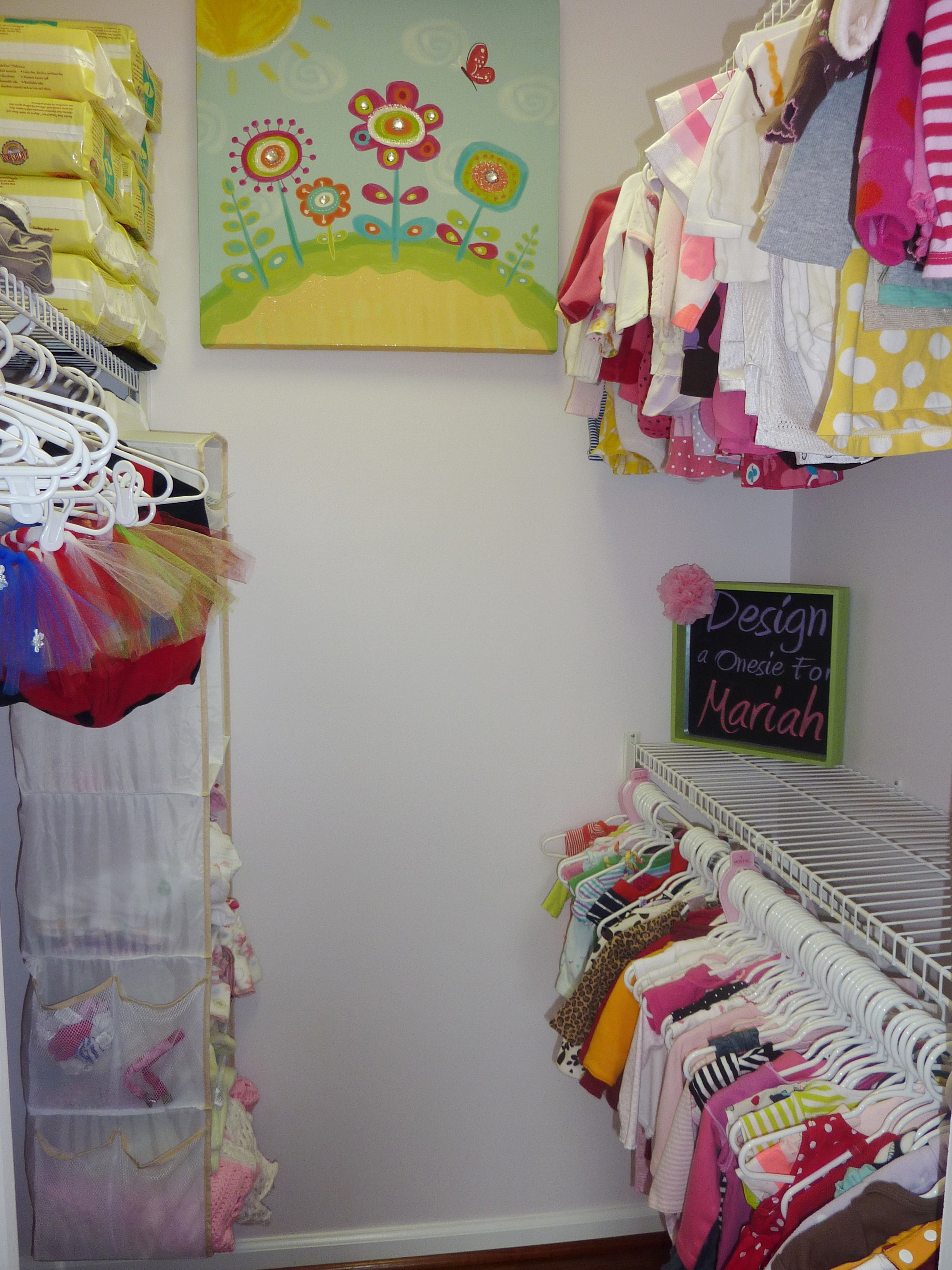 Hot Pink and Gray Elegant Girl Nursery Organized Closet