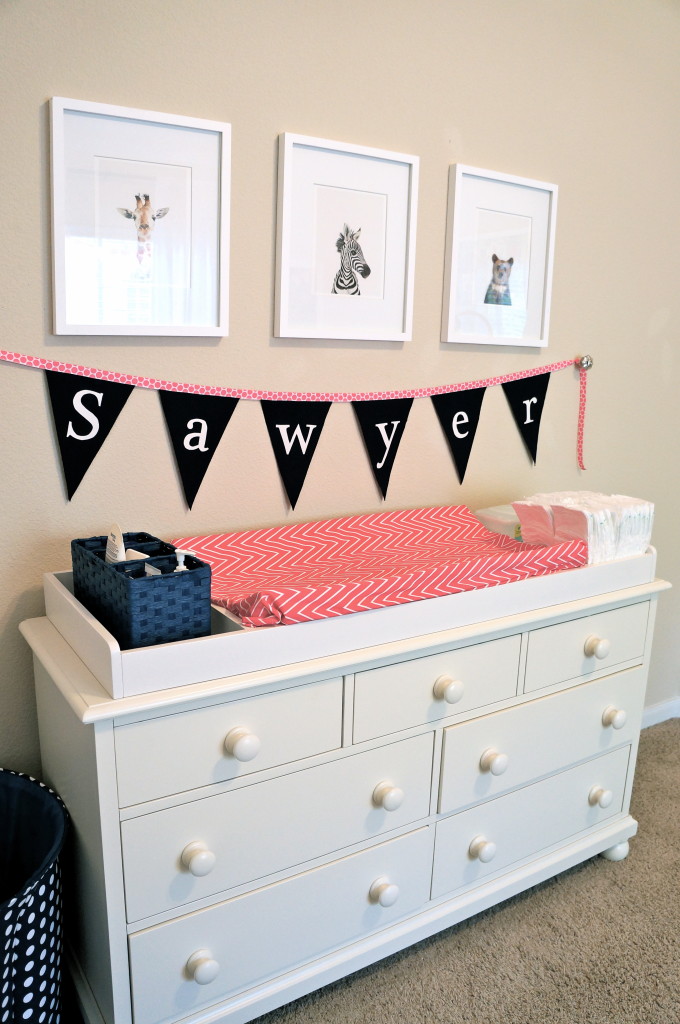Girl Pink and Navy Nursery Changer