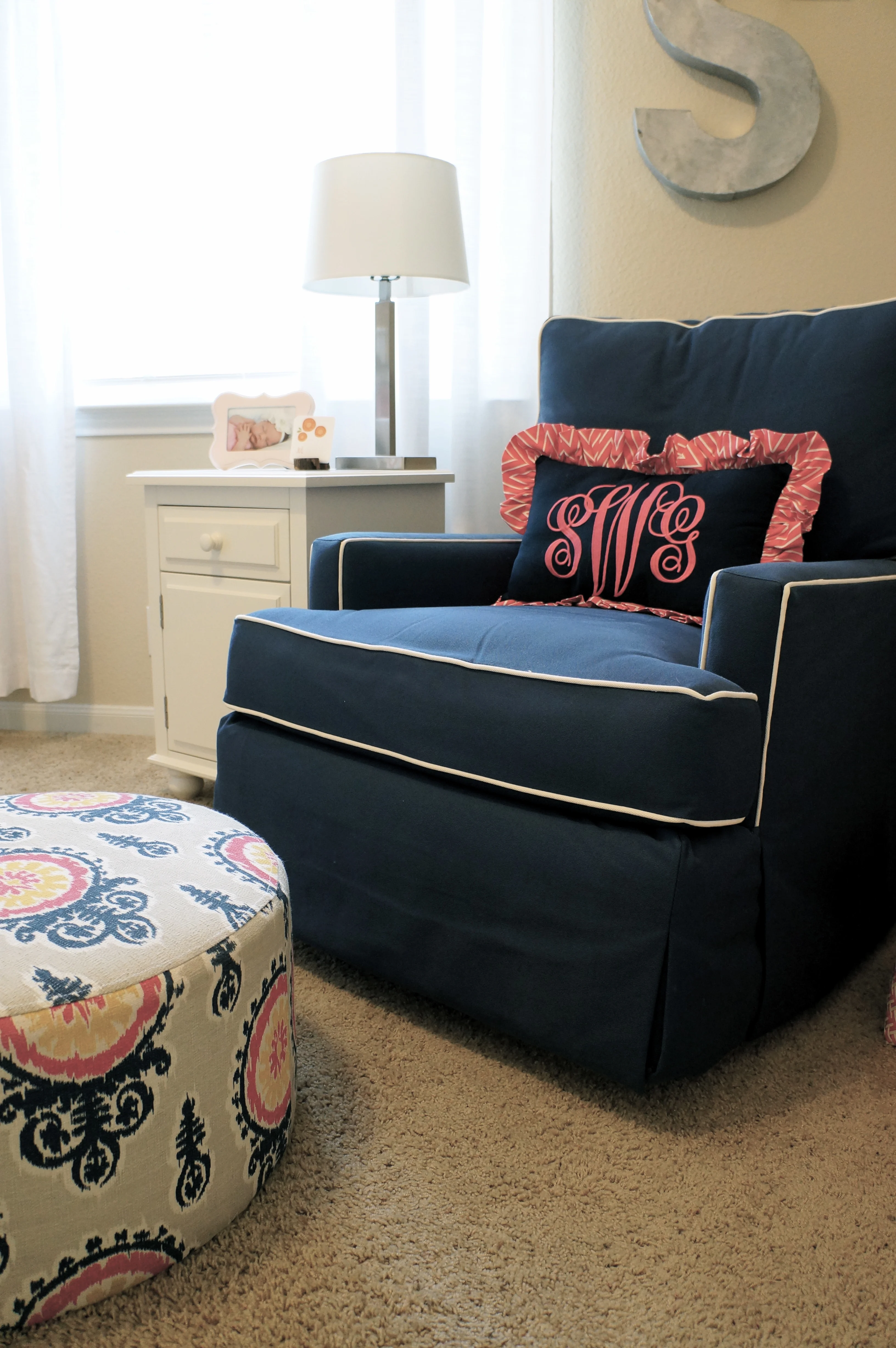 Girl Pink and Navy Nursery Glider