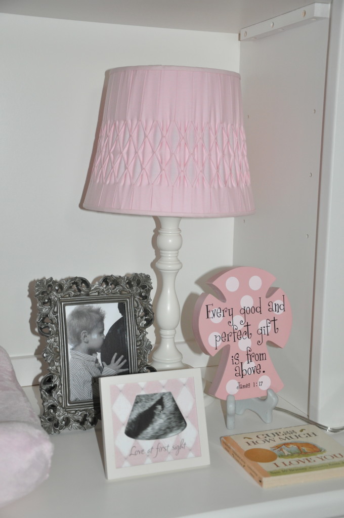 Gray and Pink Striped Nursery Pink Lampshade