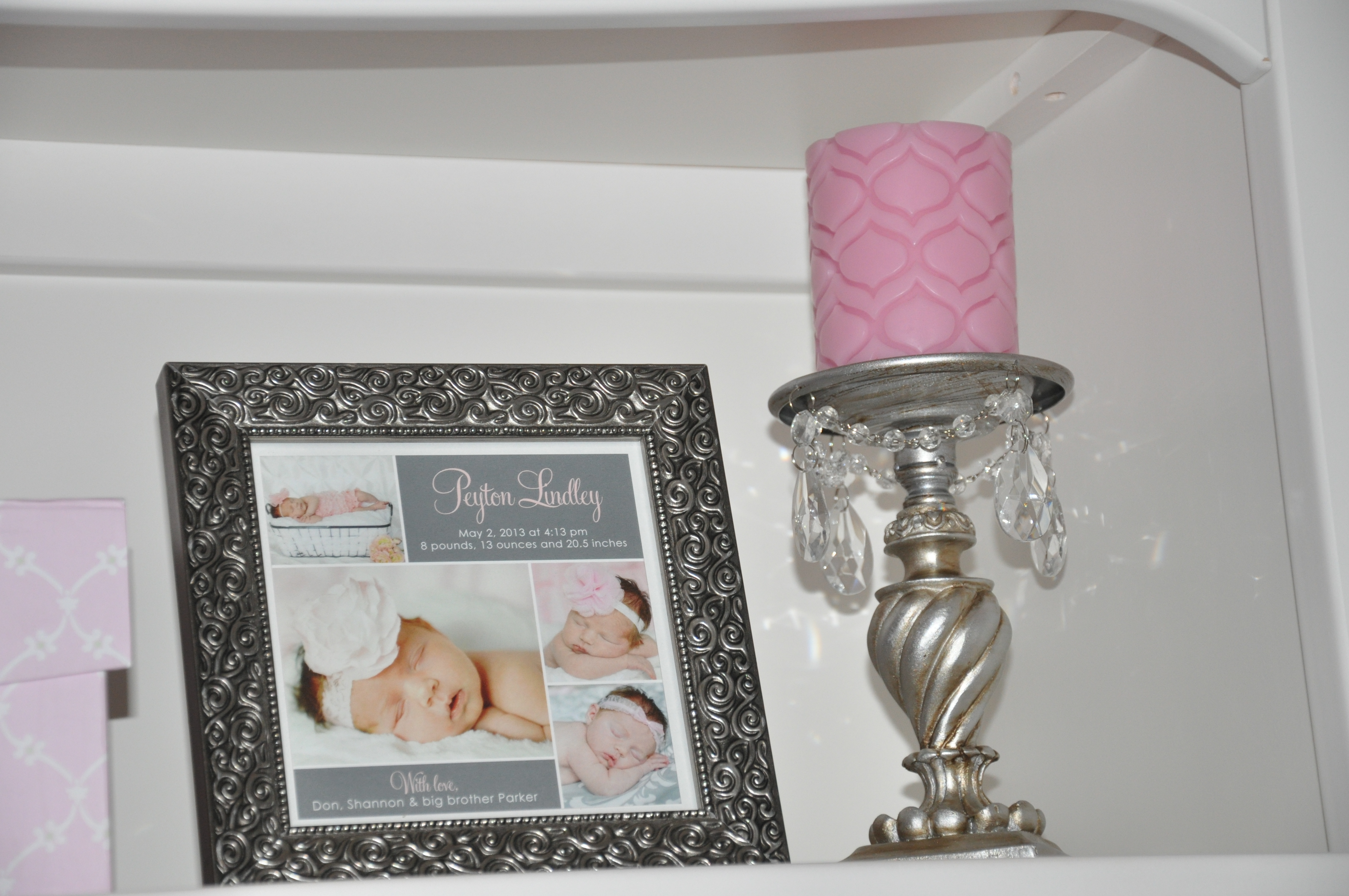 Gray and Pink Striped Nursery Frame