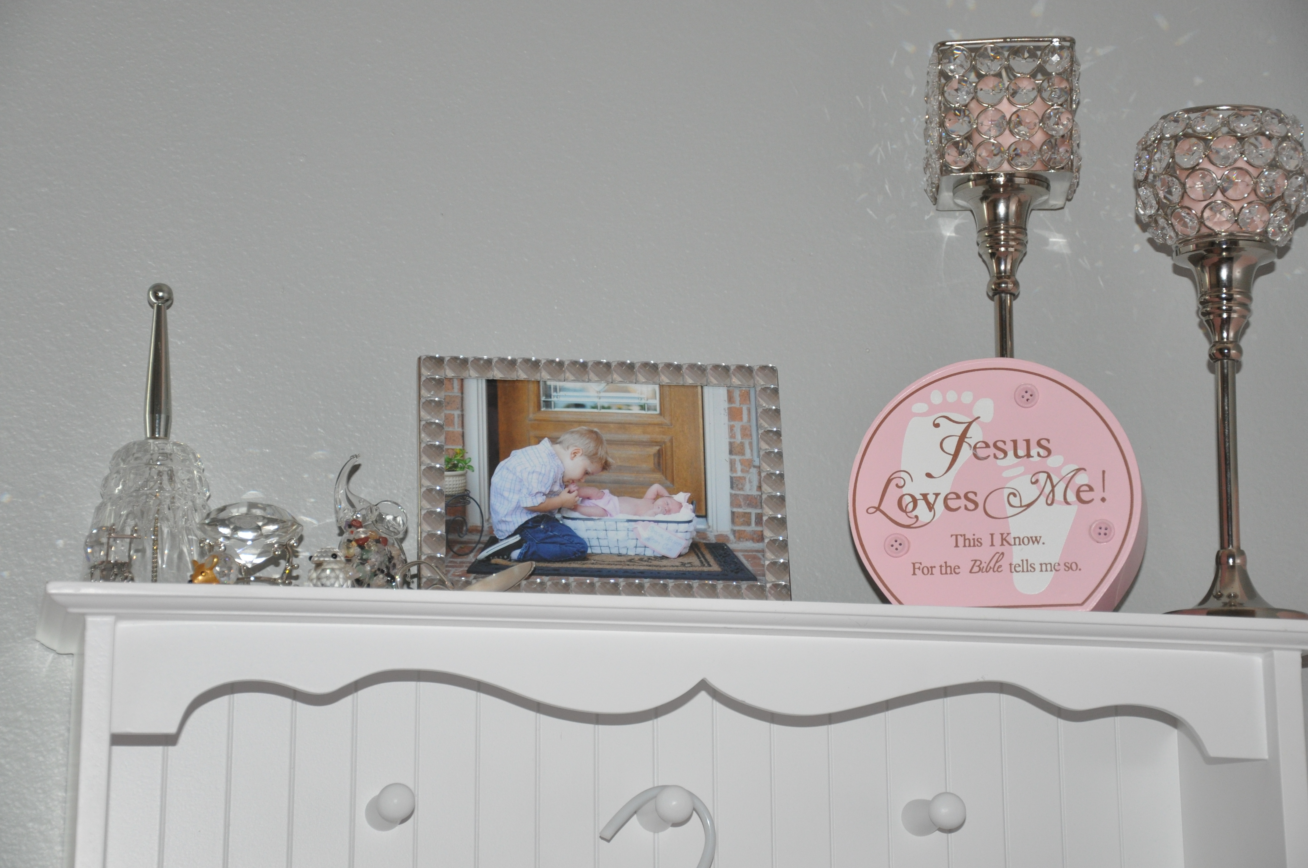 Gray and Pink Striped Nursery Framed Photo