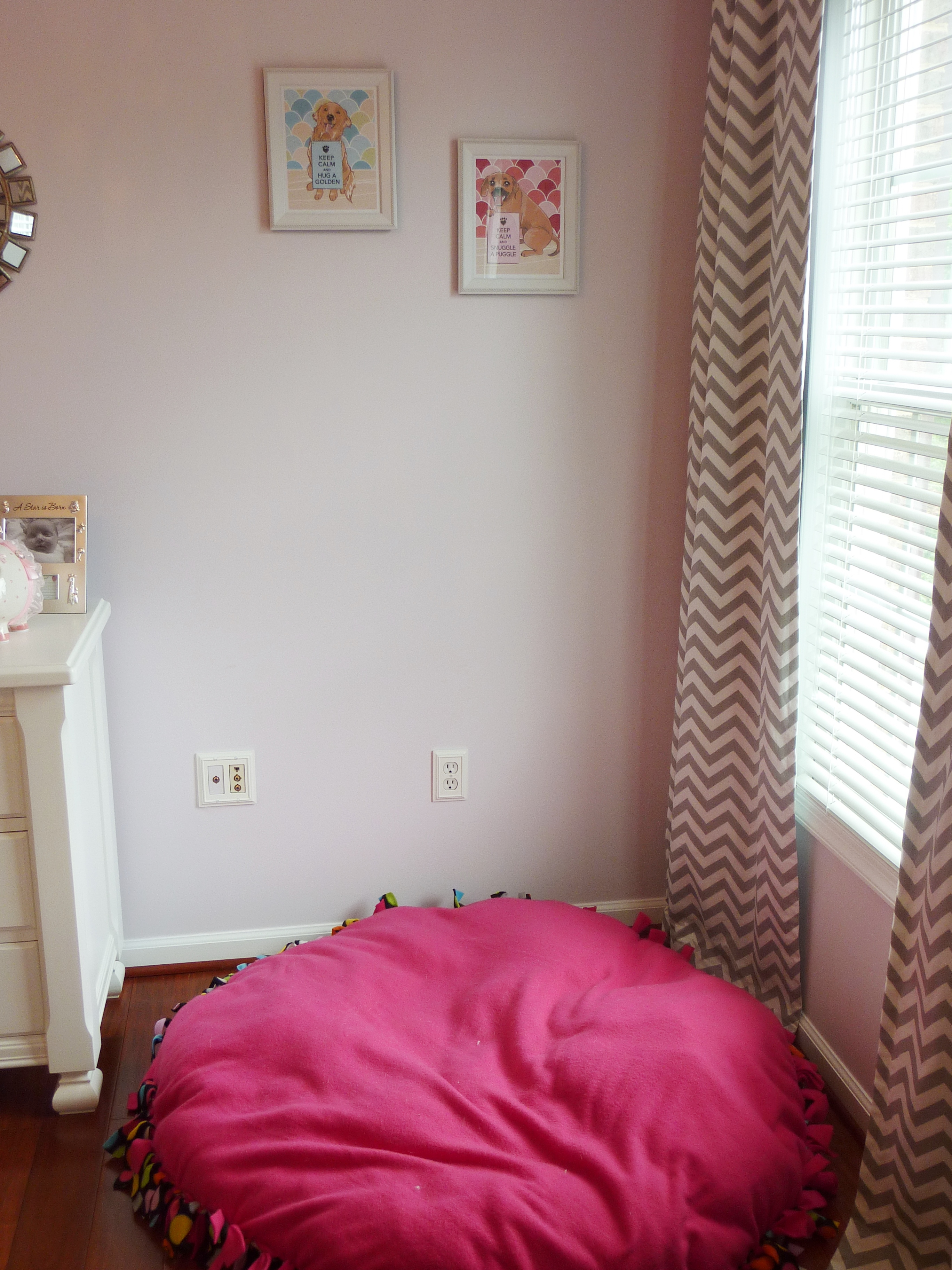 Hot Pink and Gray Elegant Girl Nursery Dog Bed