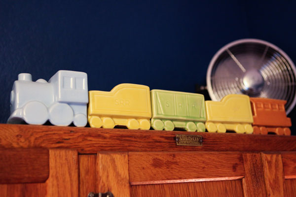 Vintage Blue Nursery Trains