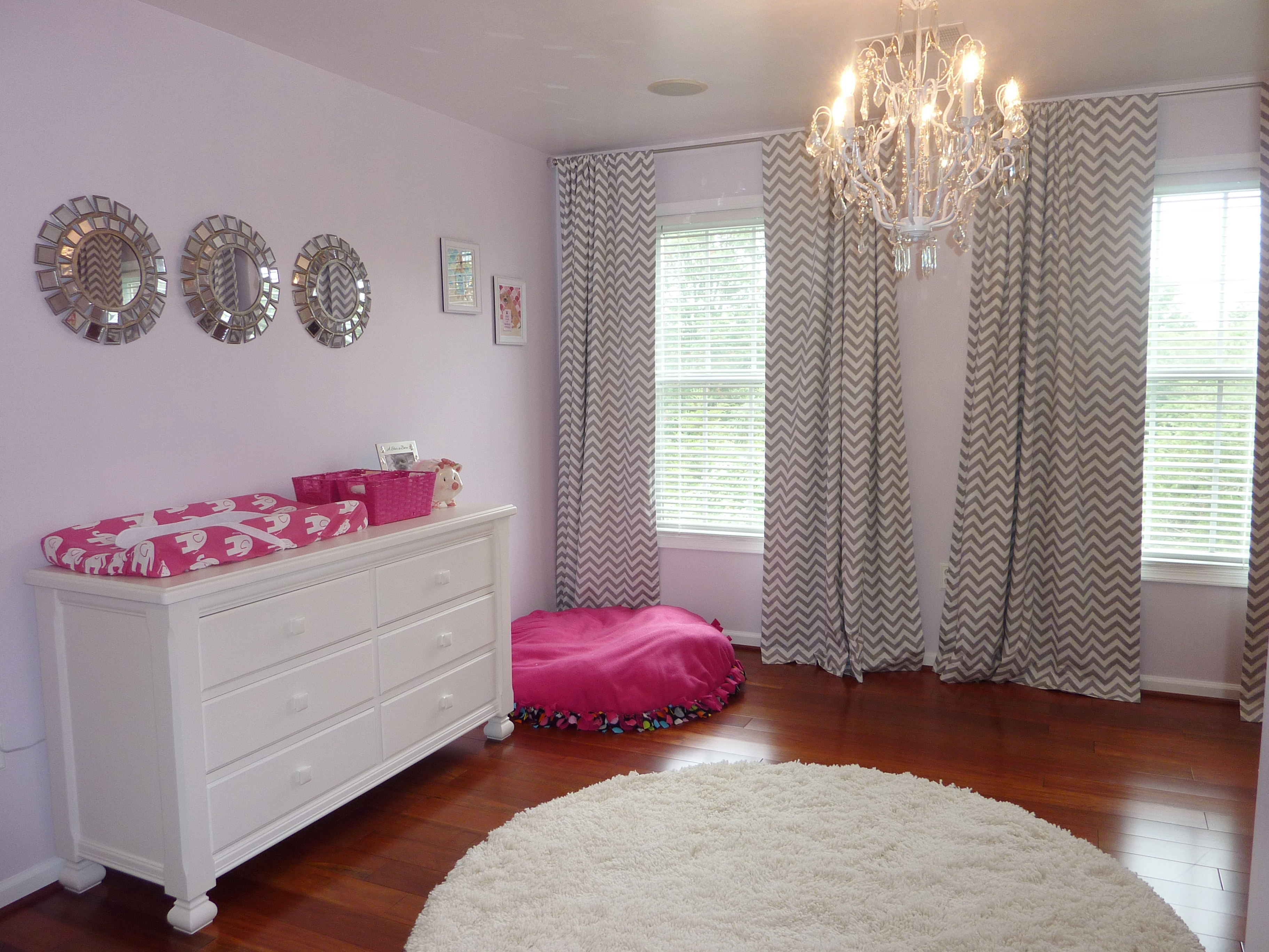 Hot Pink and Gray Elegant Girl Nursery Front Left