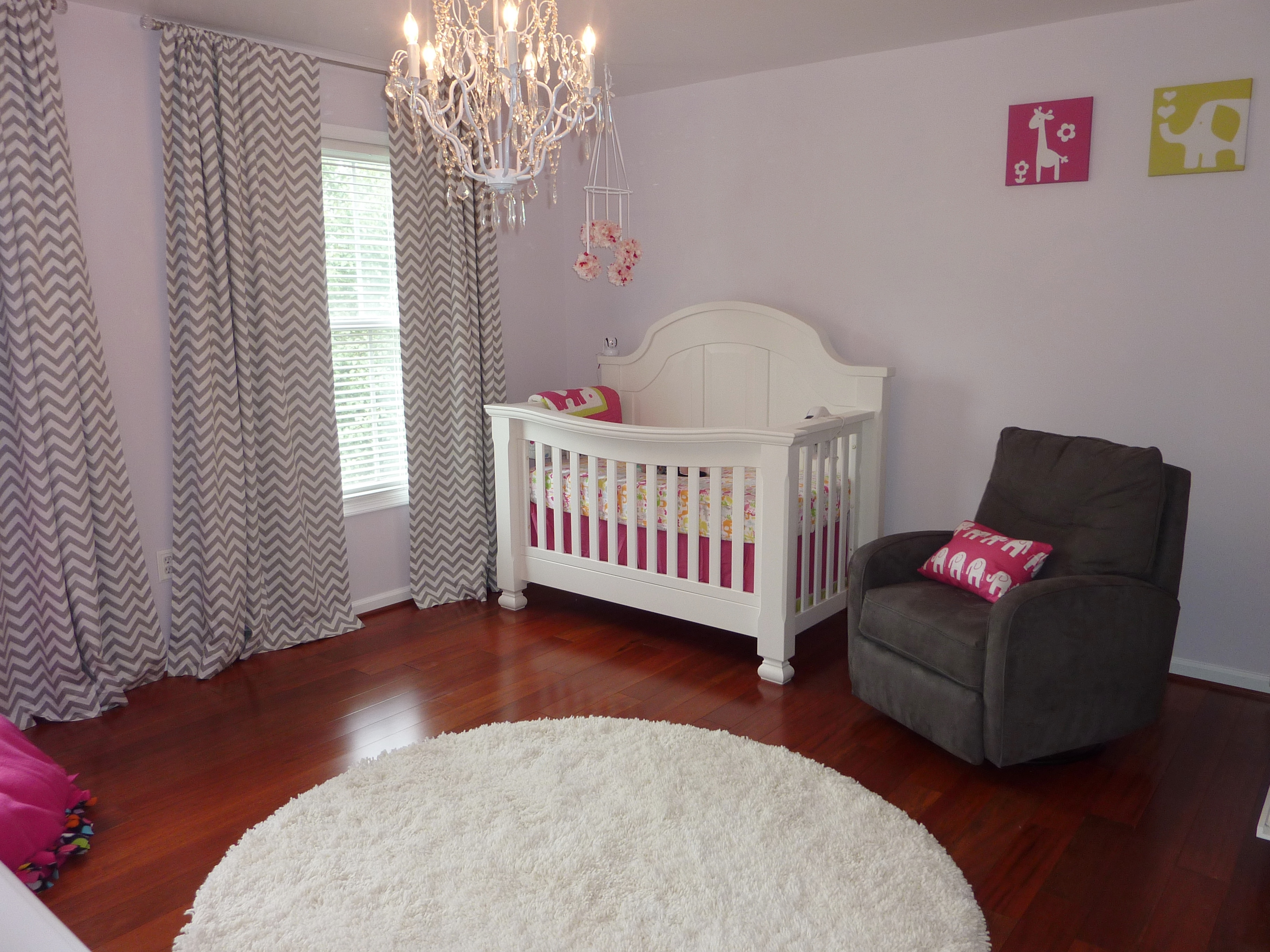 Hot Pink and Gray Elegant Girl Nursery Front Right