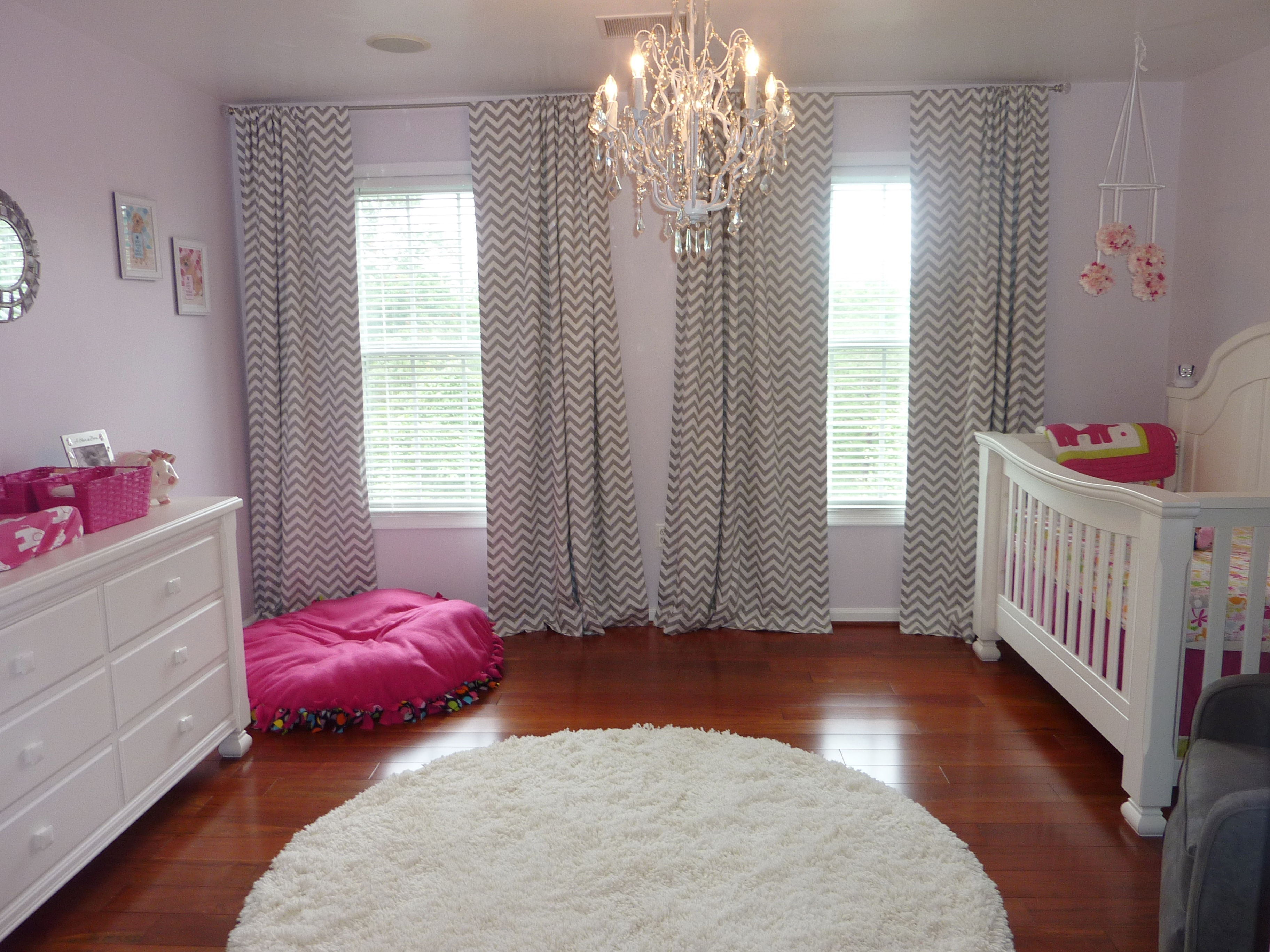 Hot Pink and Gray Elegant Girl Nursery Front View