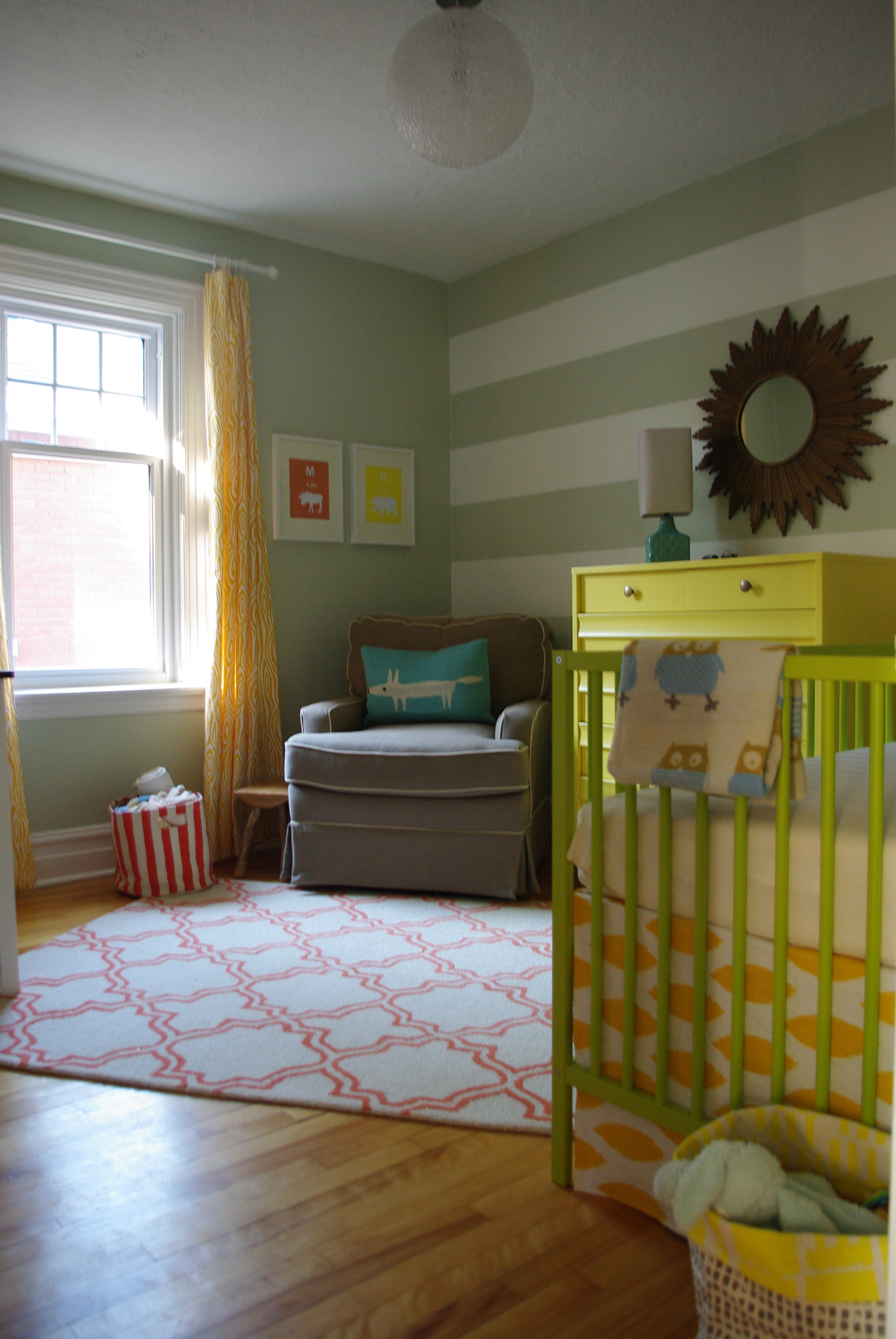 Woodland Striped Nursery Room View