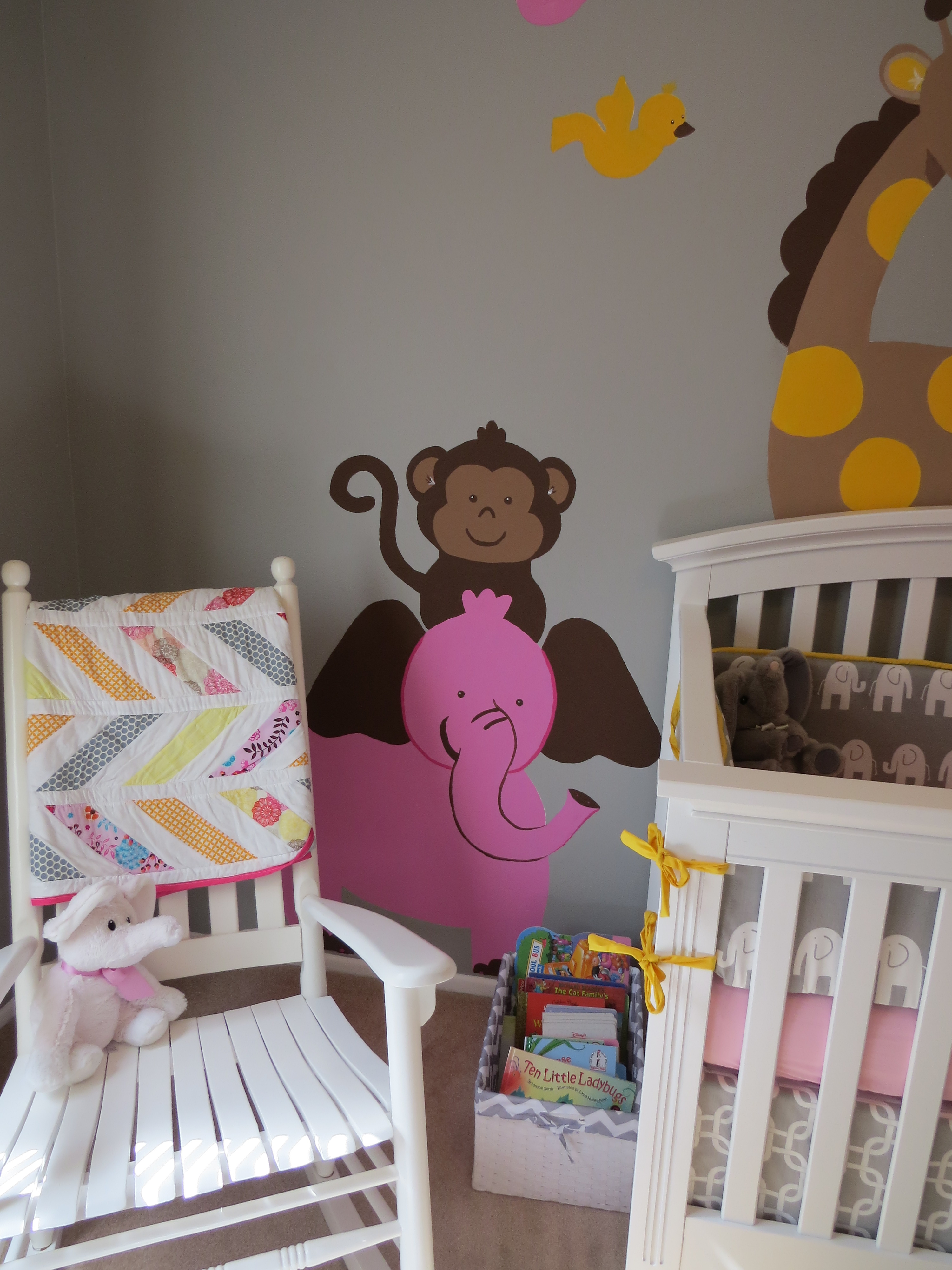 Girl Gray and Pink Animal Nursery Glider