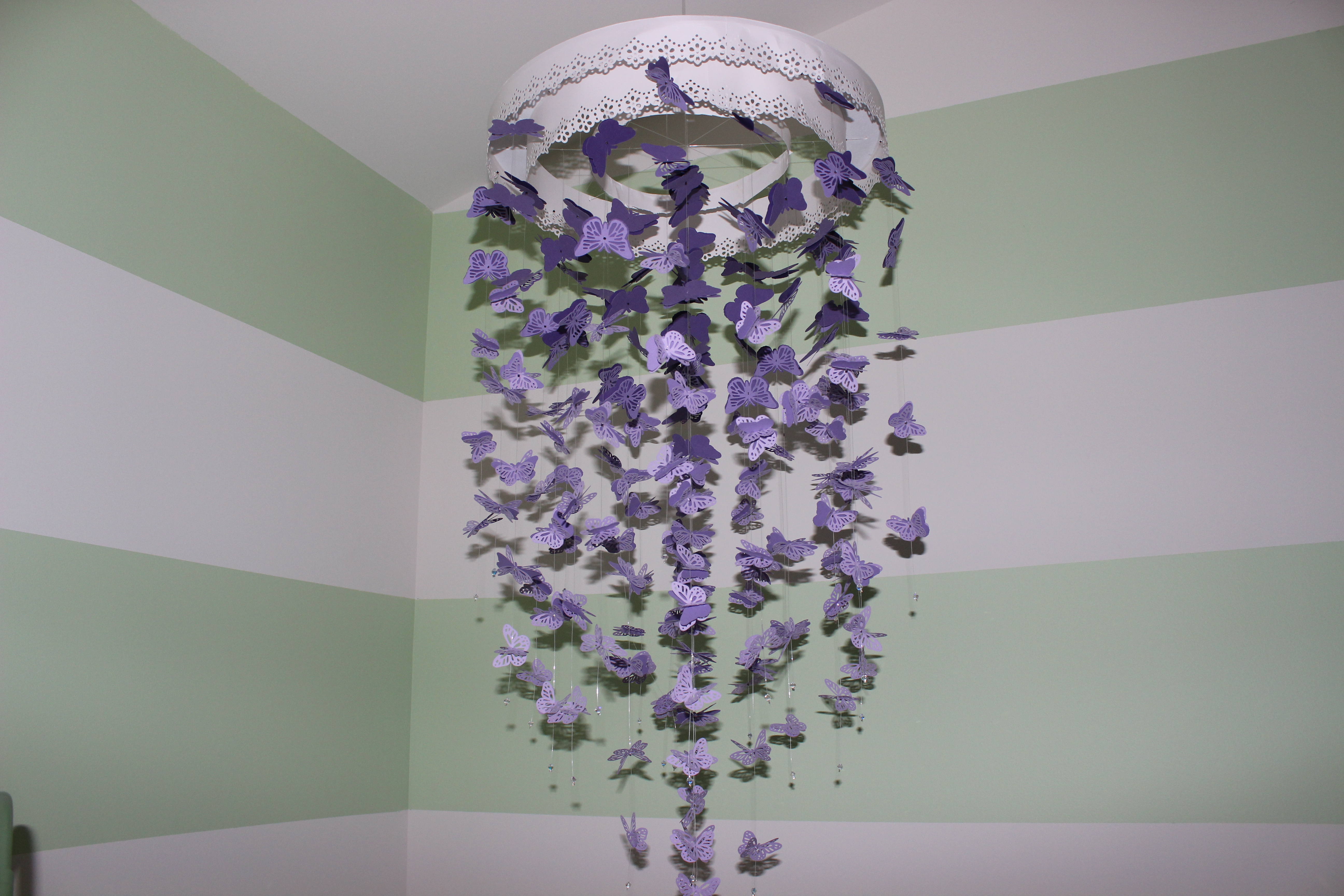 Green and Purple Girl Nursery Butterfly Mobile