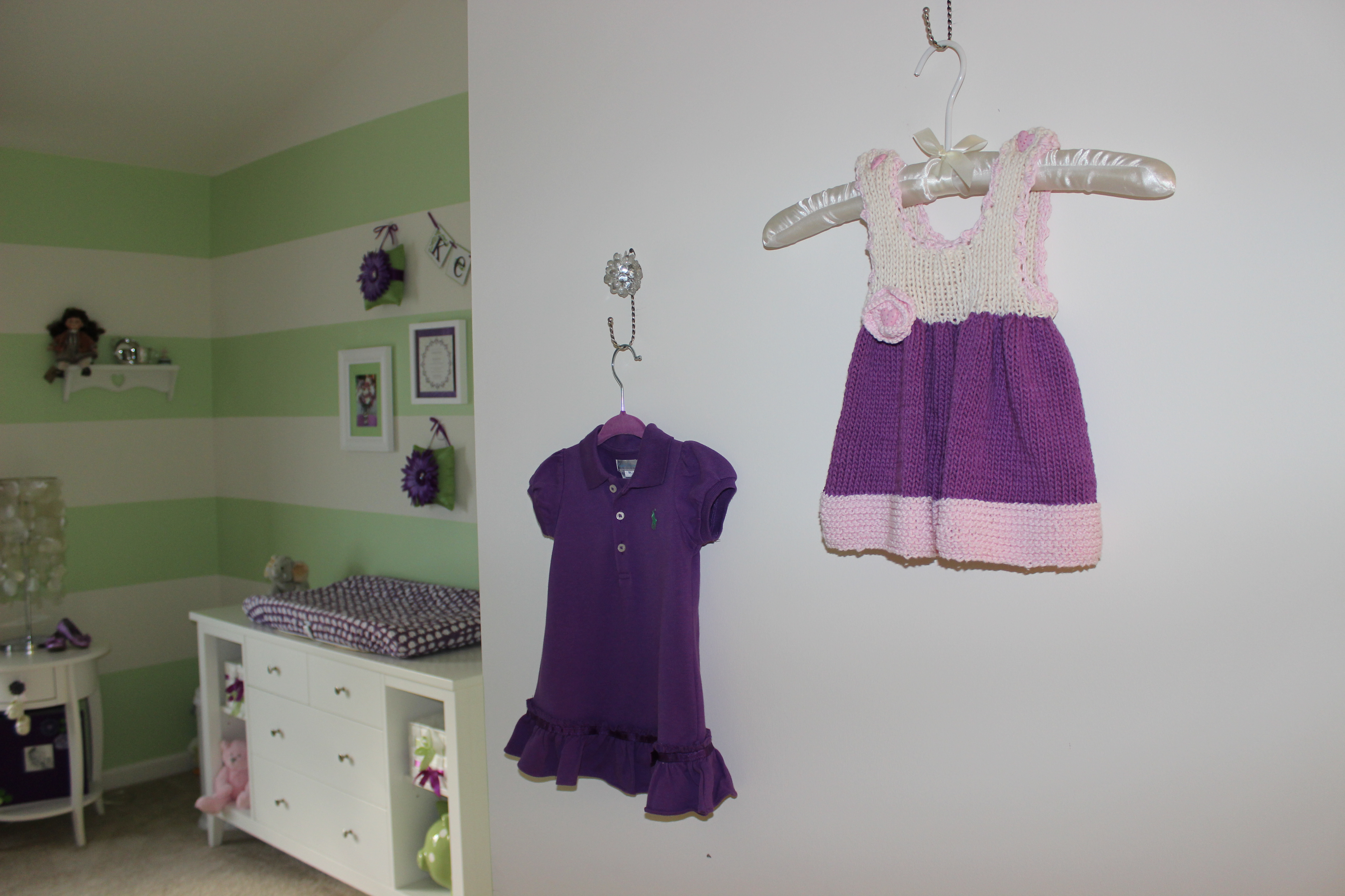 Green and Purple Girl Nursery Hanger and Clothes