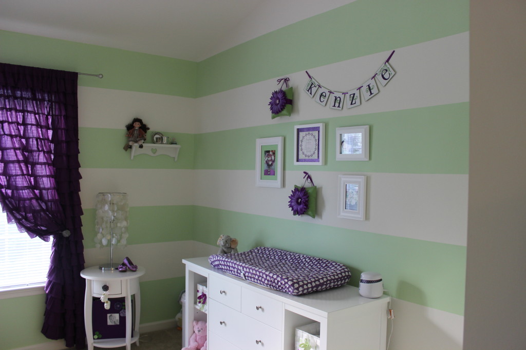 Green and Purple Girl Nursery Room View