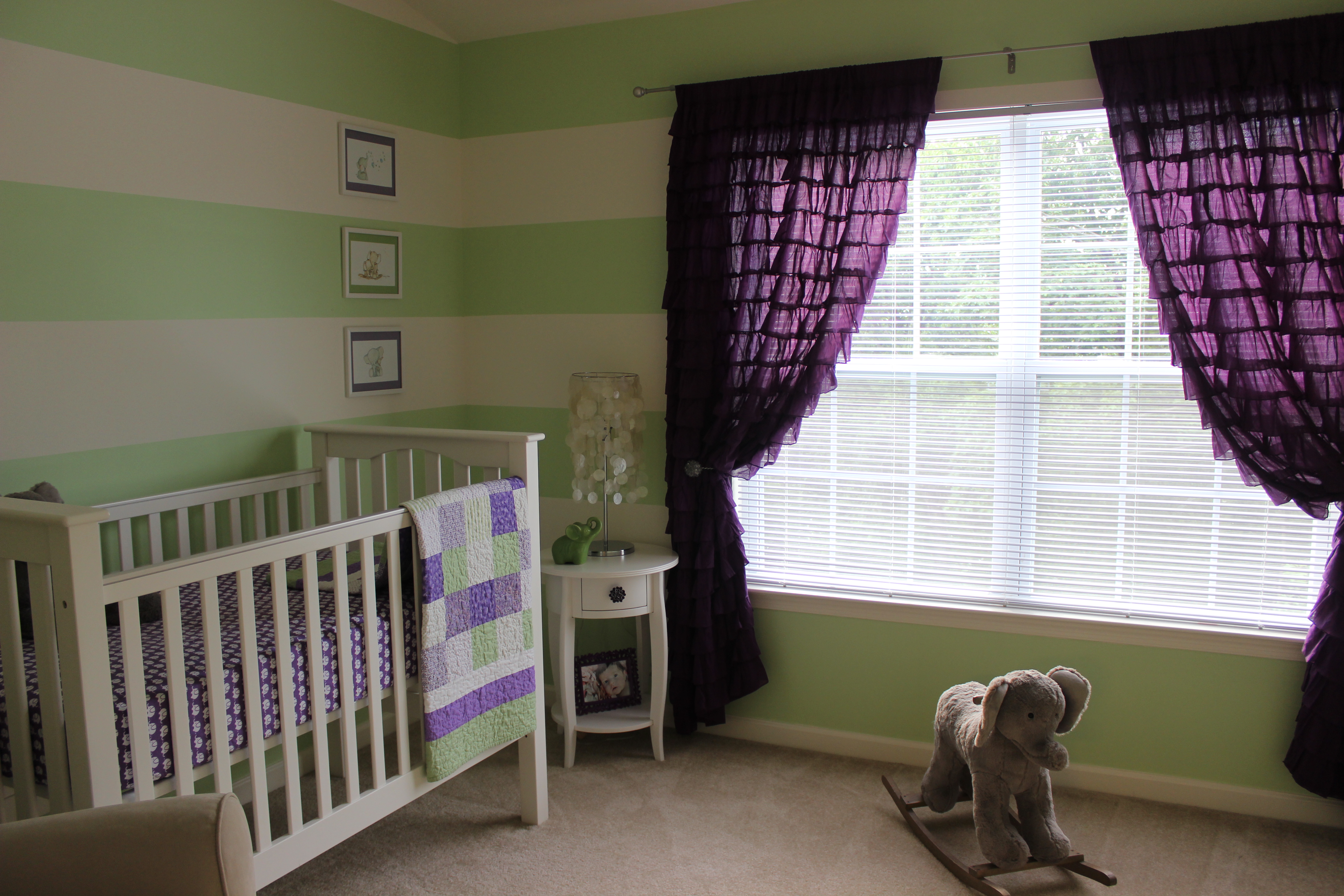 Green and Purple Girl Nursery Windows