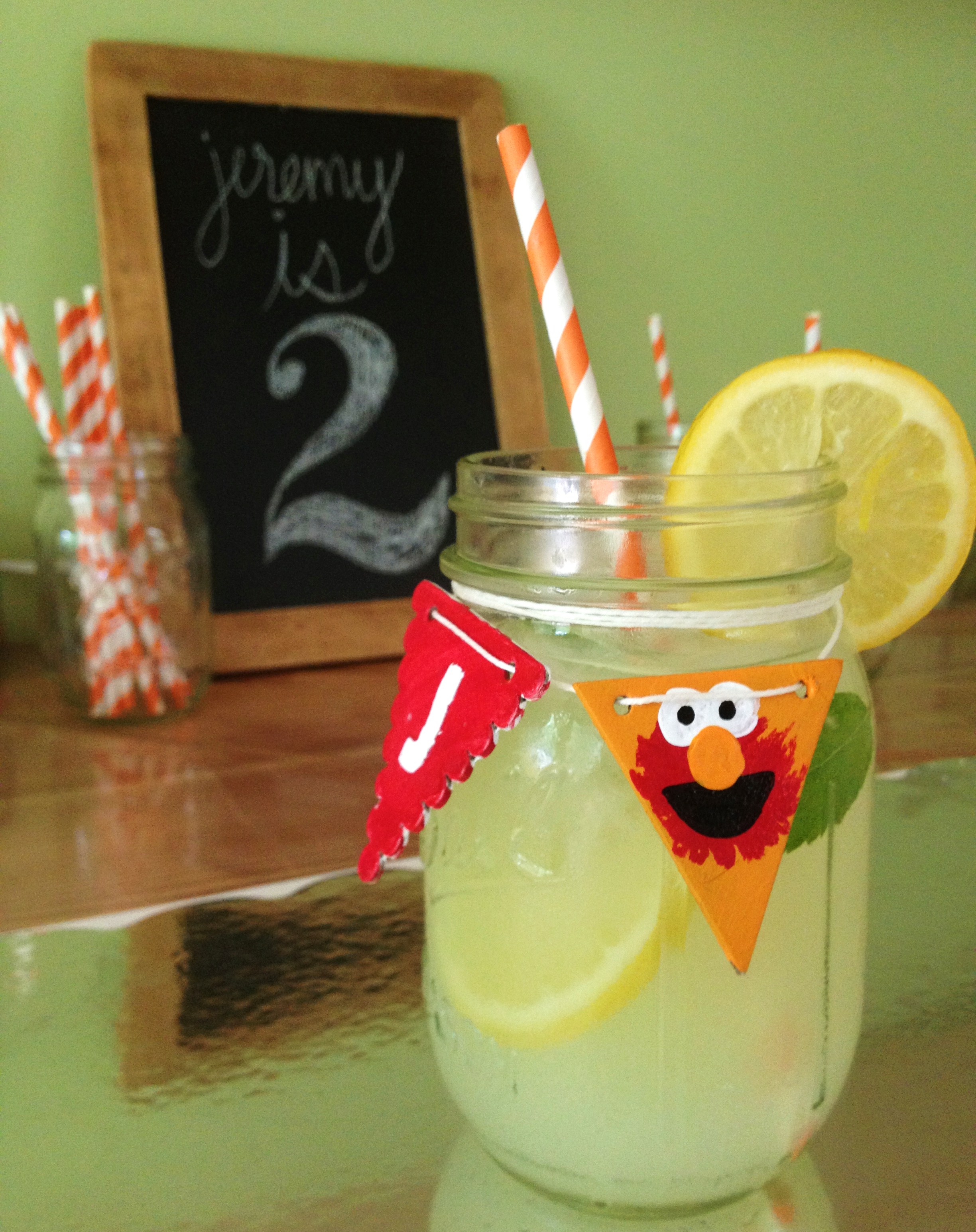 Vintage Sesame Street Birthday Party Lemonade Jars