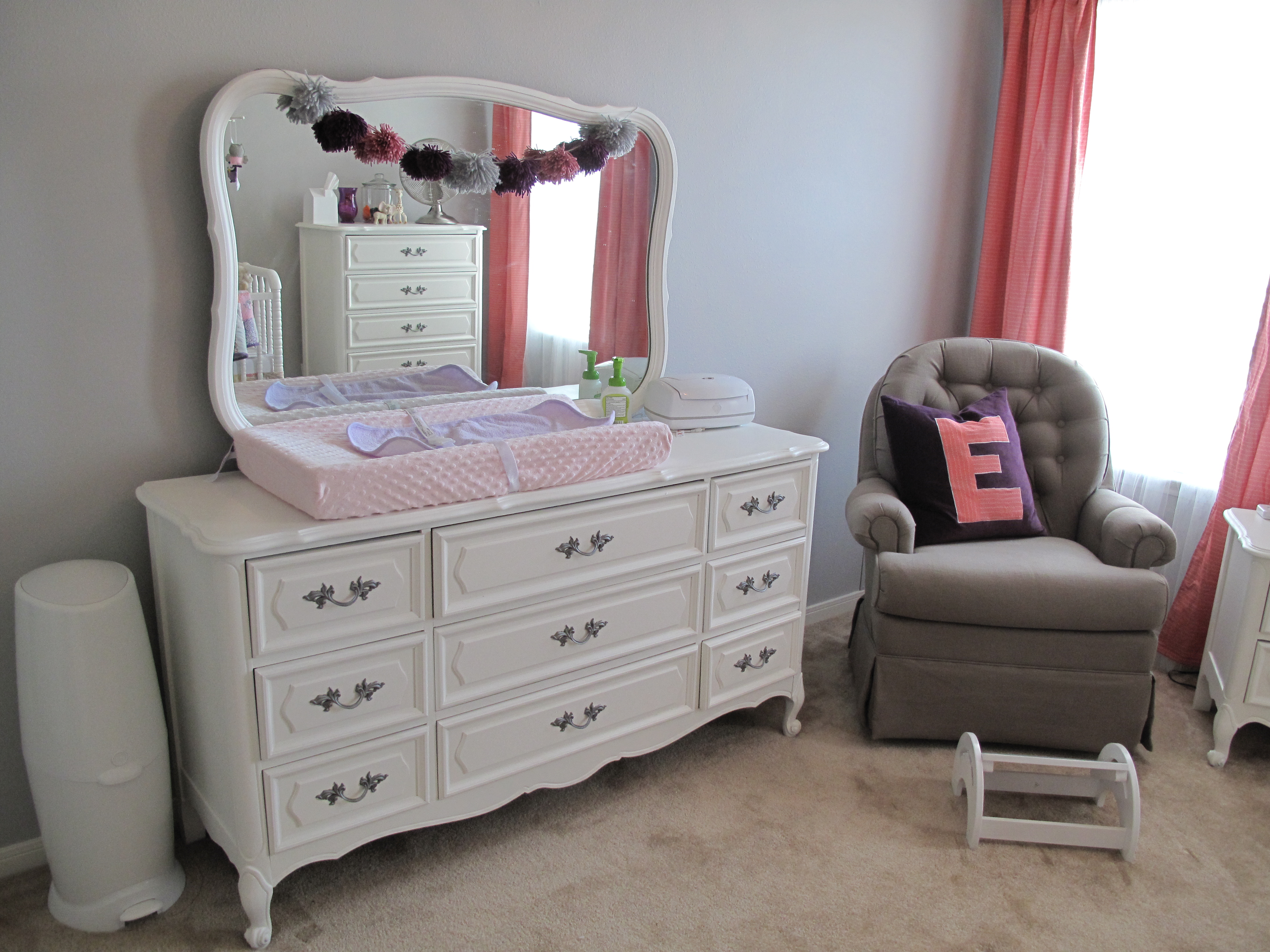 Gray and Pink Girl Room Glider