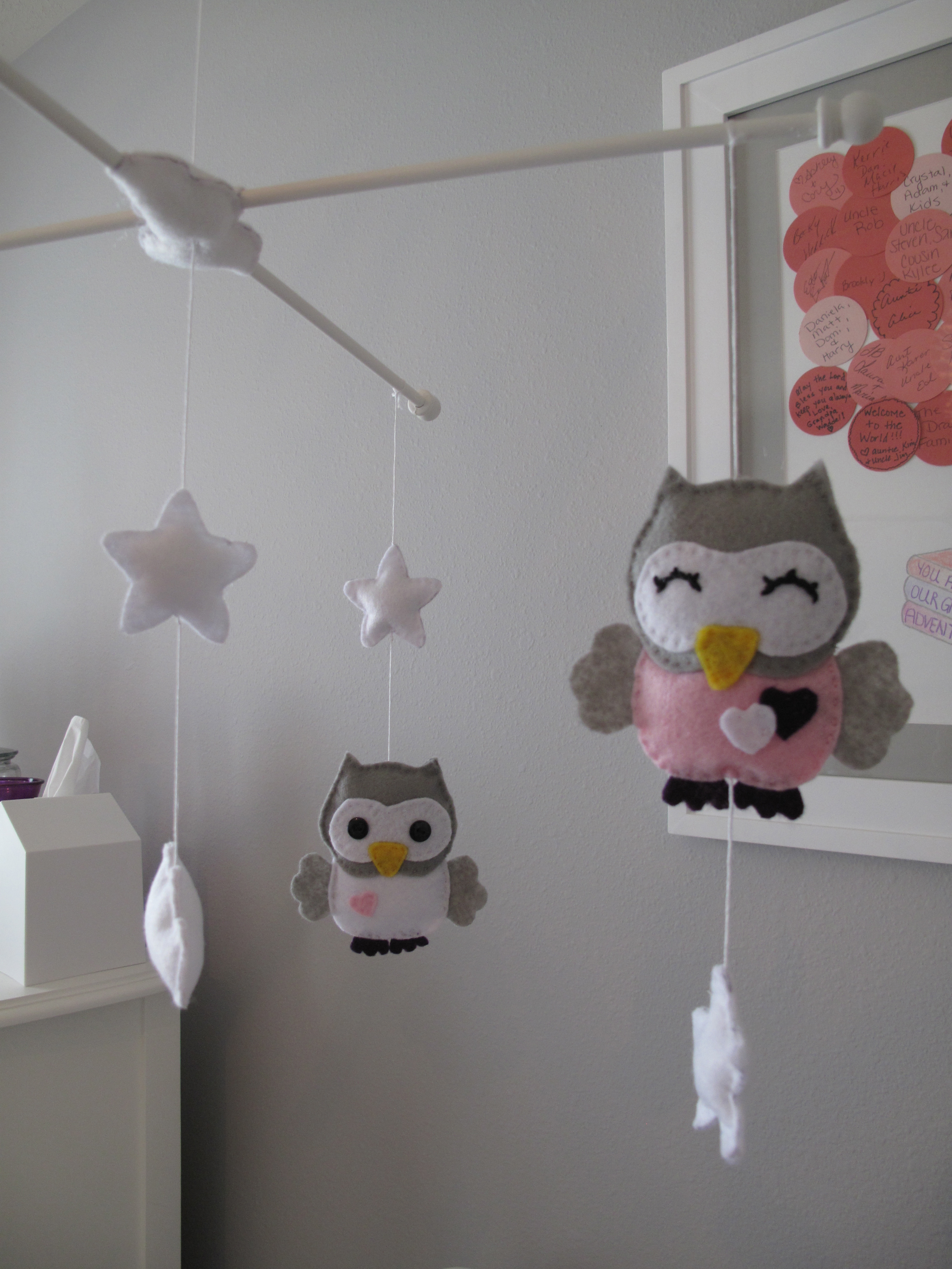 Gray and Pink Girl Room Baby Mobile