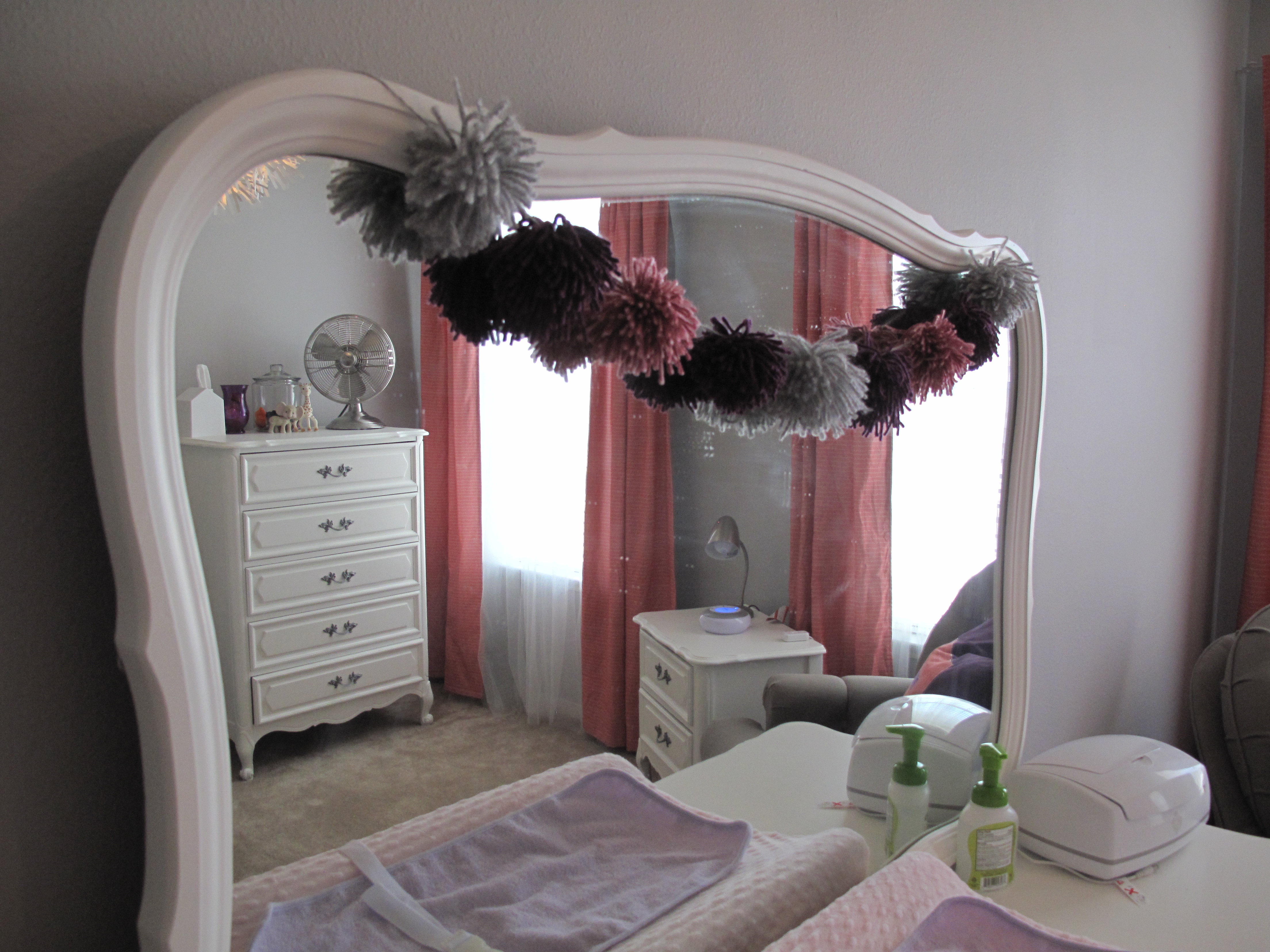 Gray and Pink Girl Room Mirror
