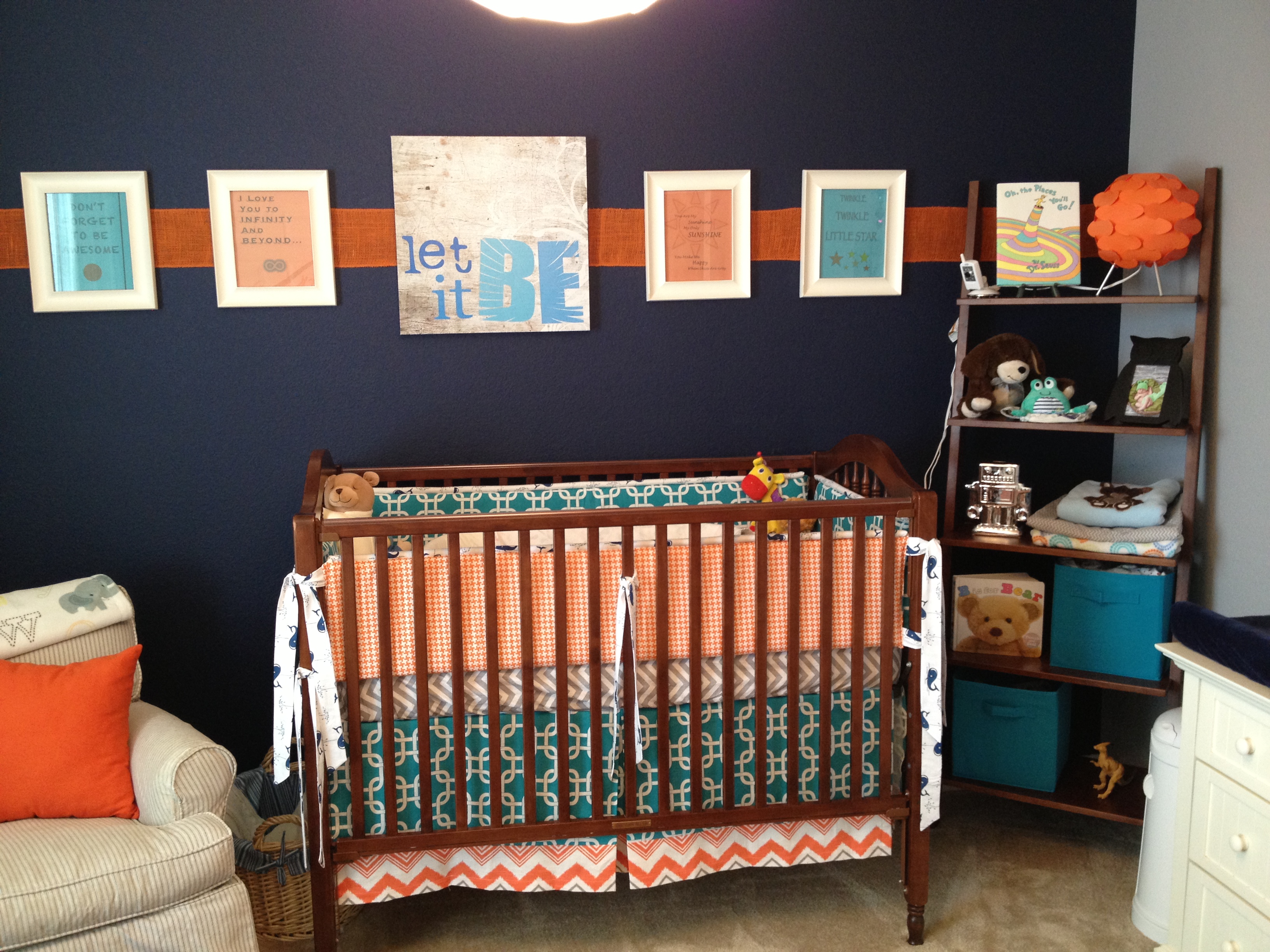 Navy and Red Boy Nursery Crib Wall