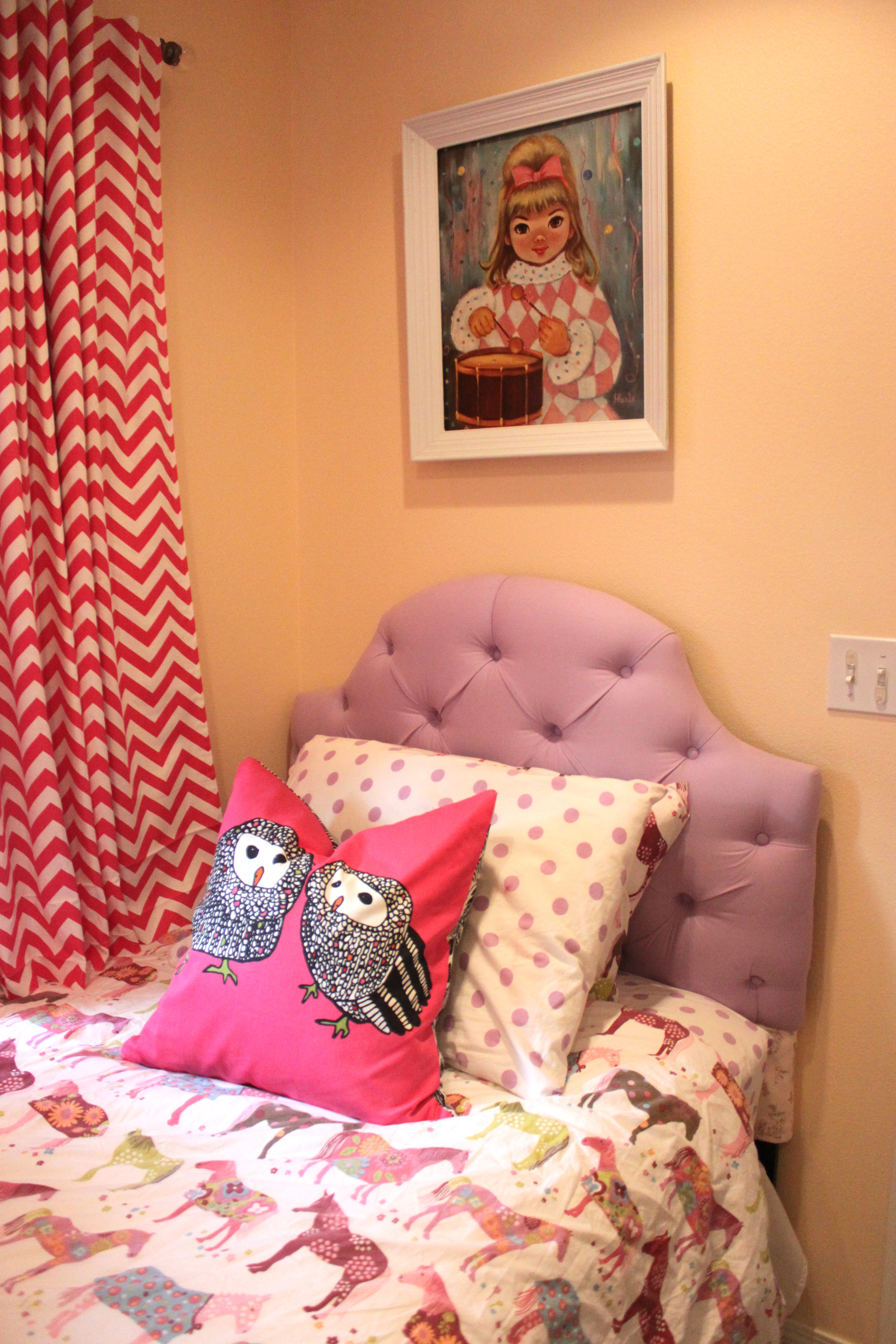 Hot Pink and Gray Big Girl Room Headboard