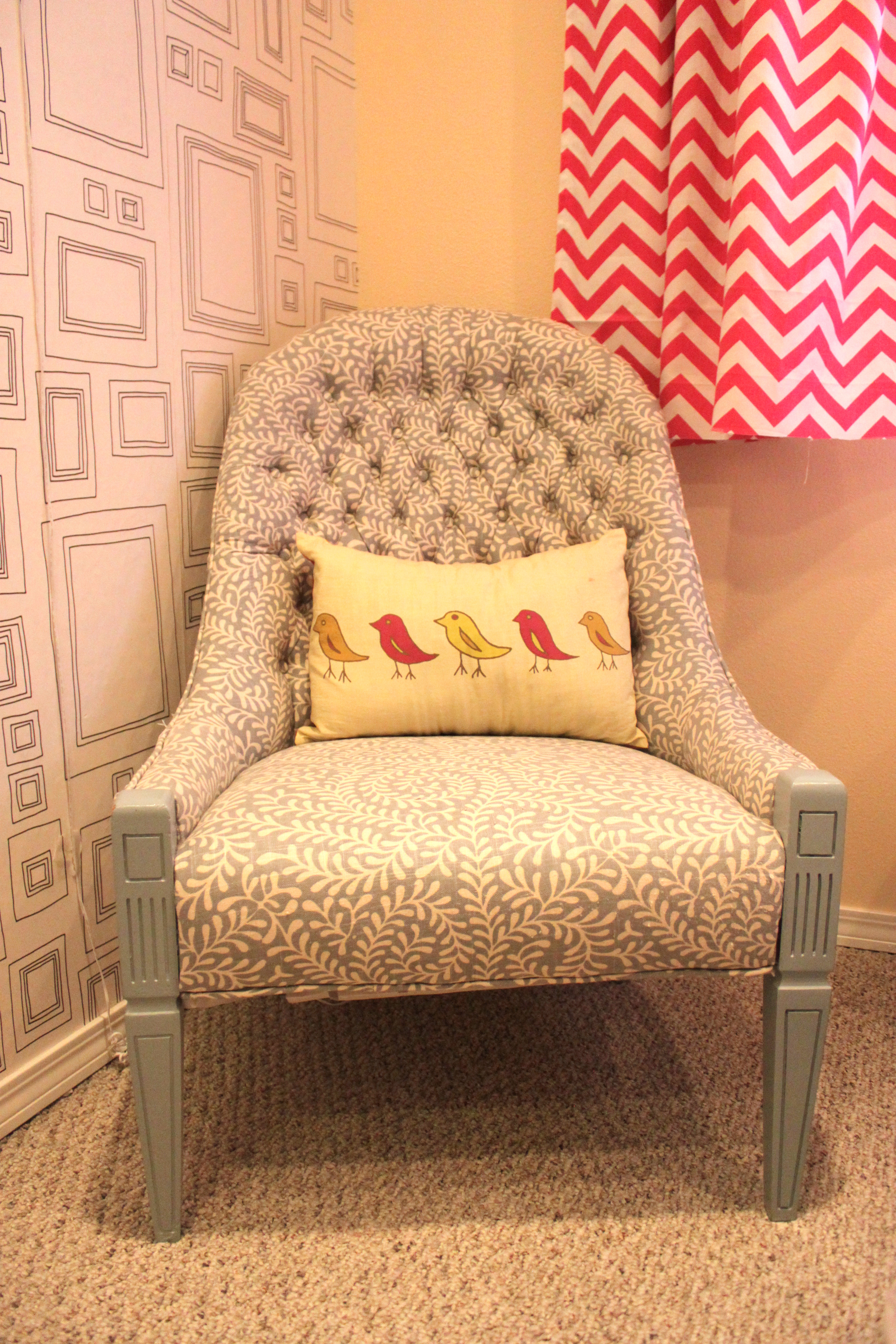 Hot Pink and Gray Big Girl Room Gray Chair
