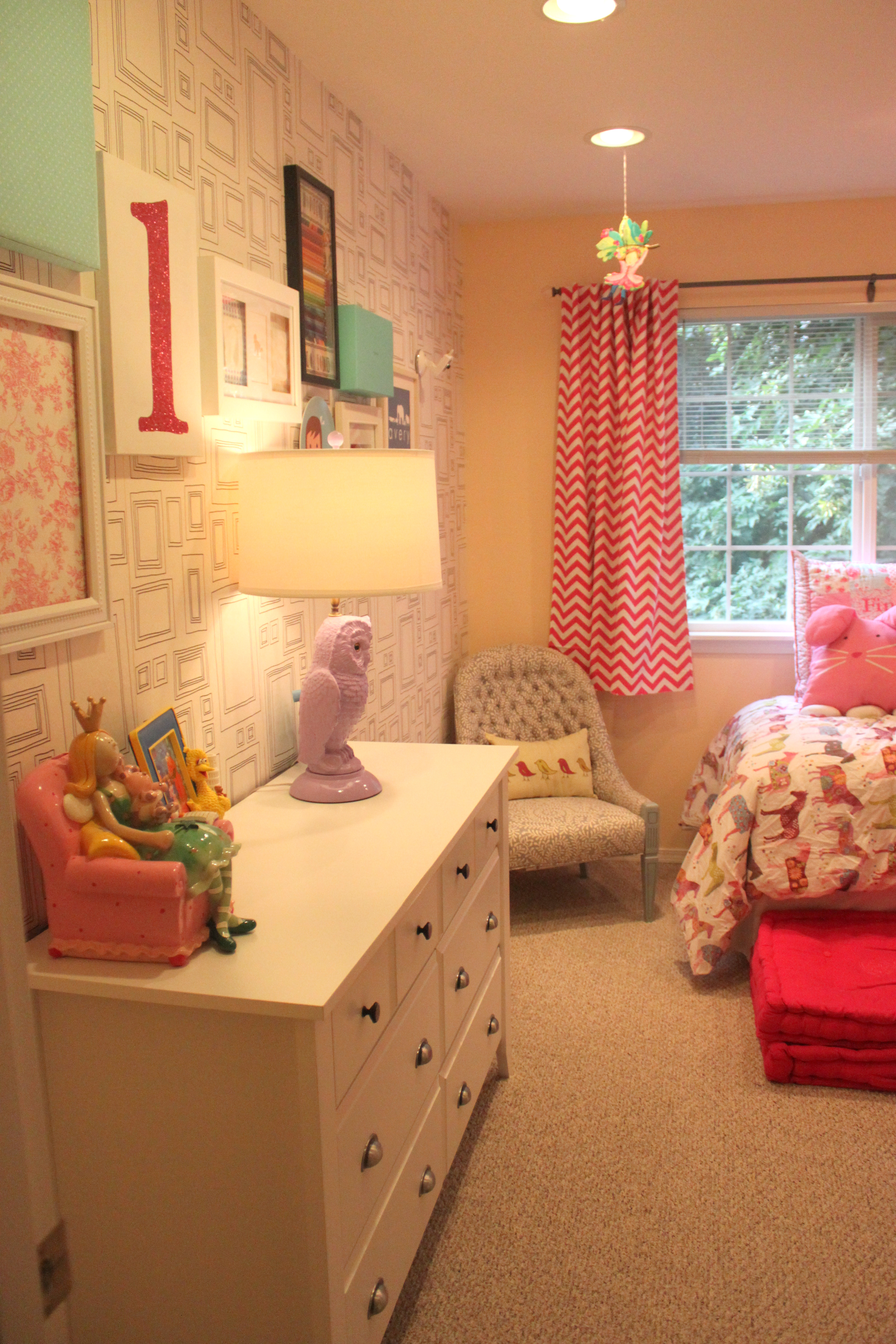 Hot Pink and Gray Big Girl Room Room View
