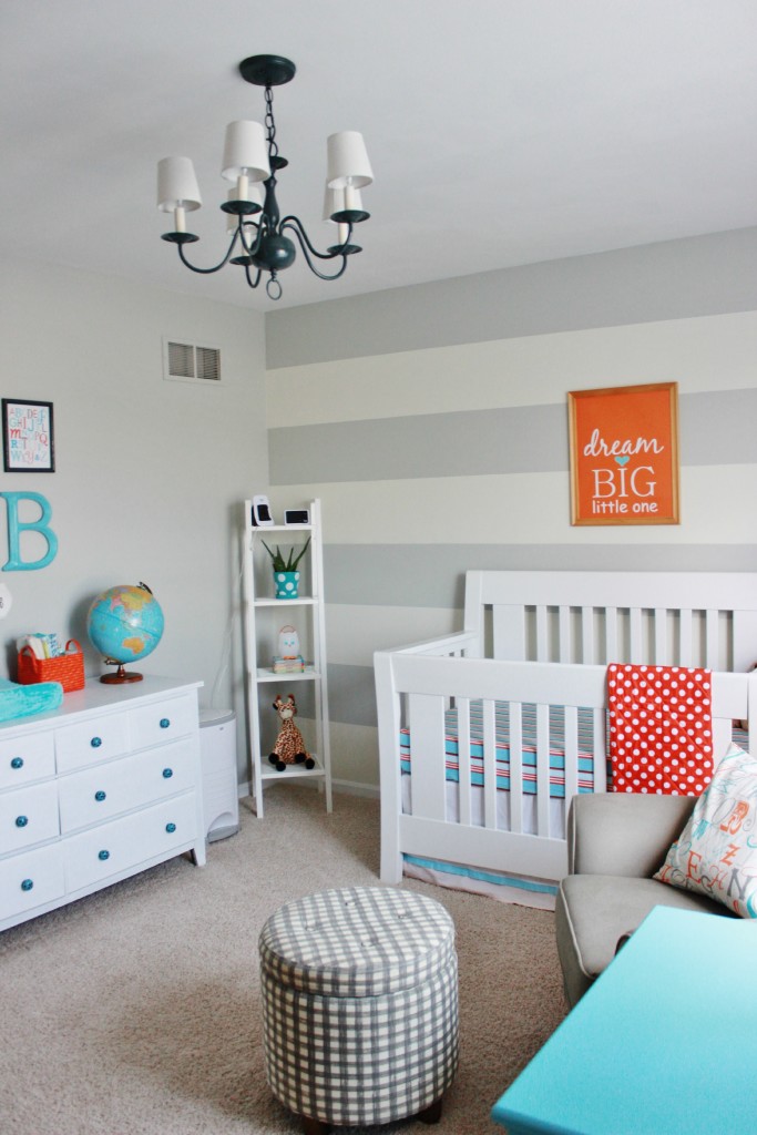 turquoise and grey baby room