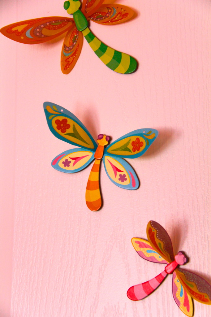 Pink and Yellow Girl Nursery Butterflies on the Wall