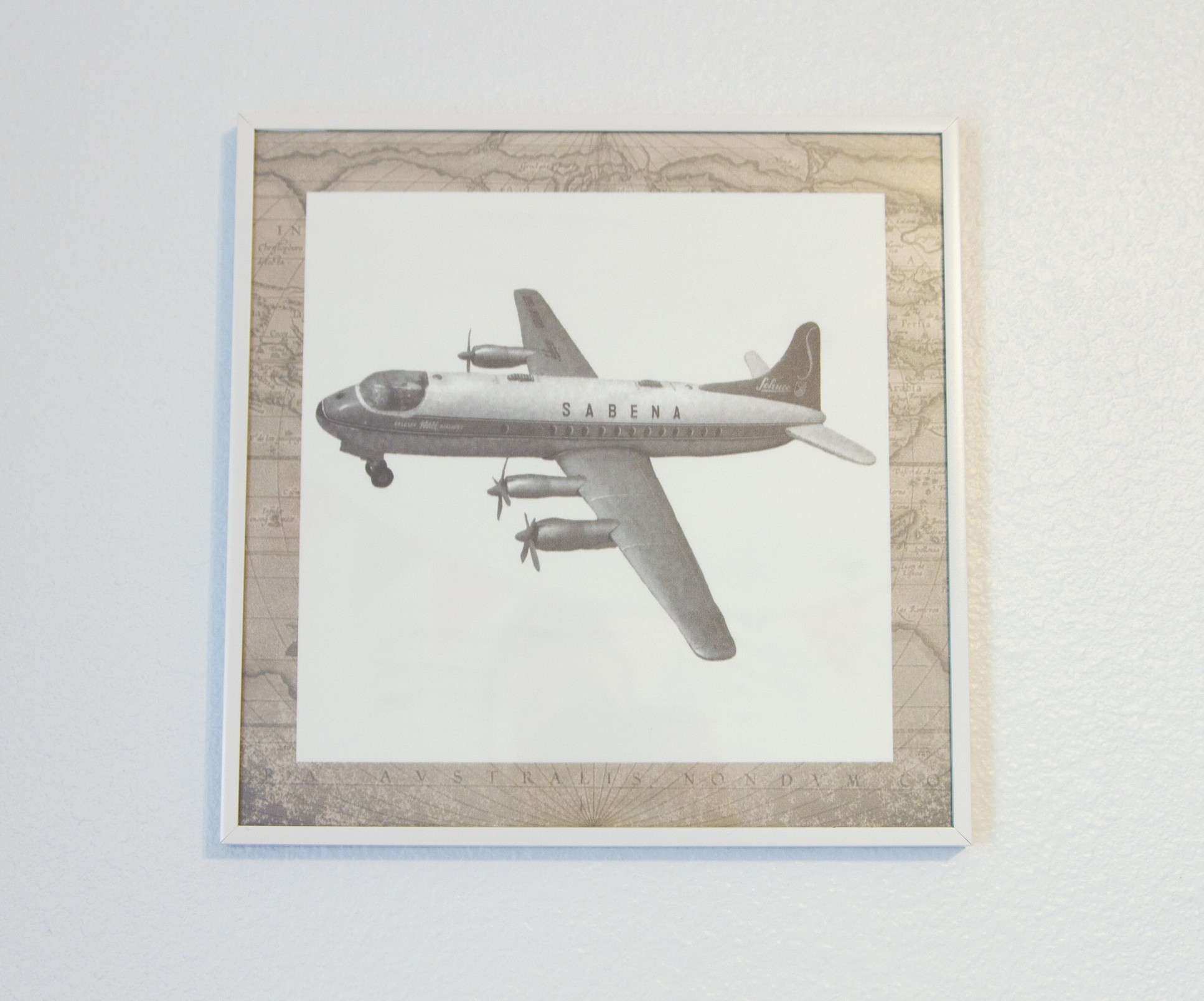 White Vintage Boy Airplane Nursery Wall Art of Airplane