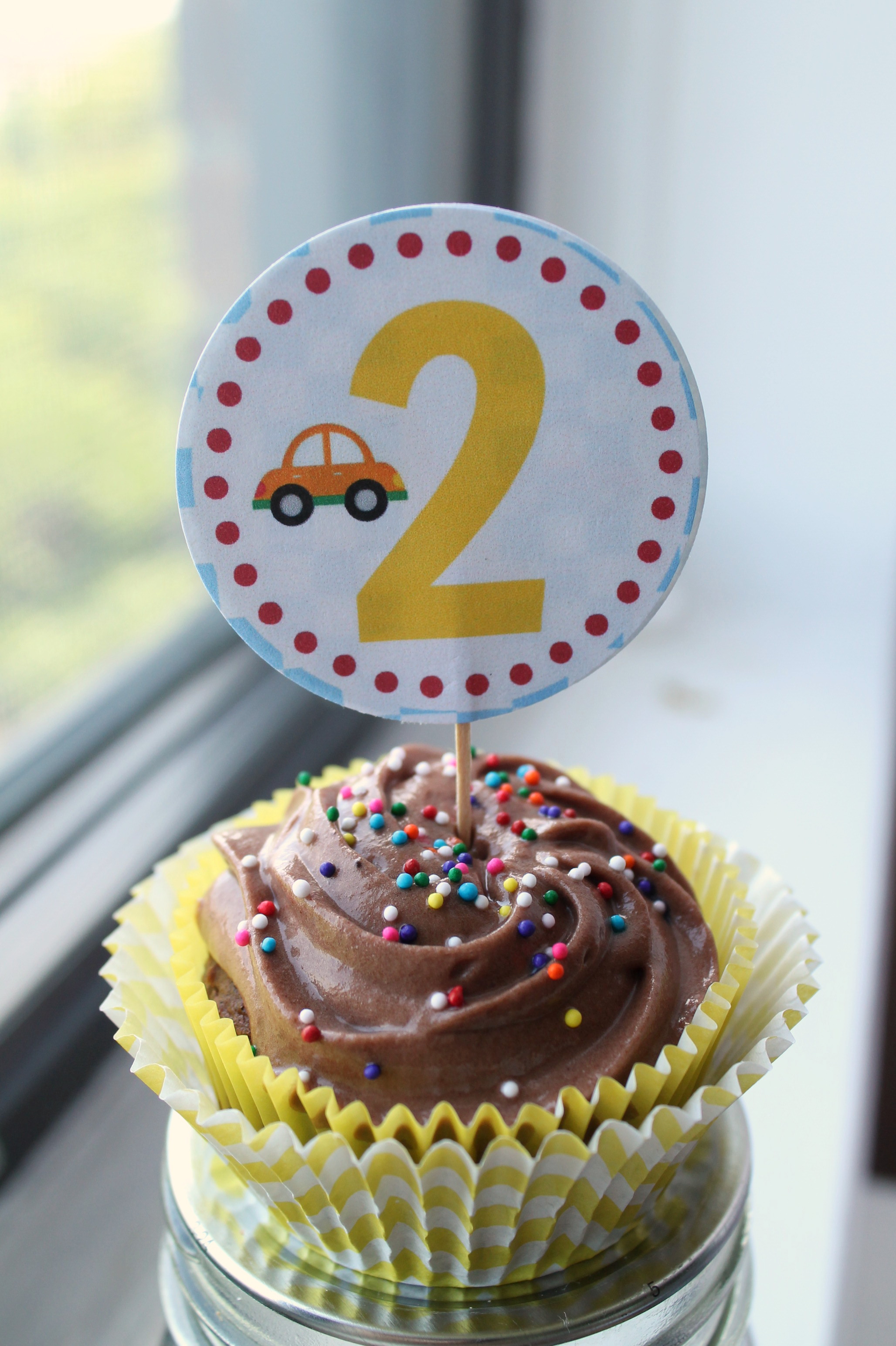 Transportation Themed 2nd Birthday Chocolate Cupcakes