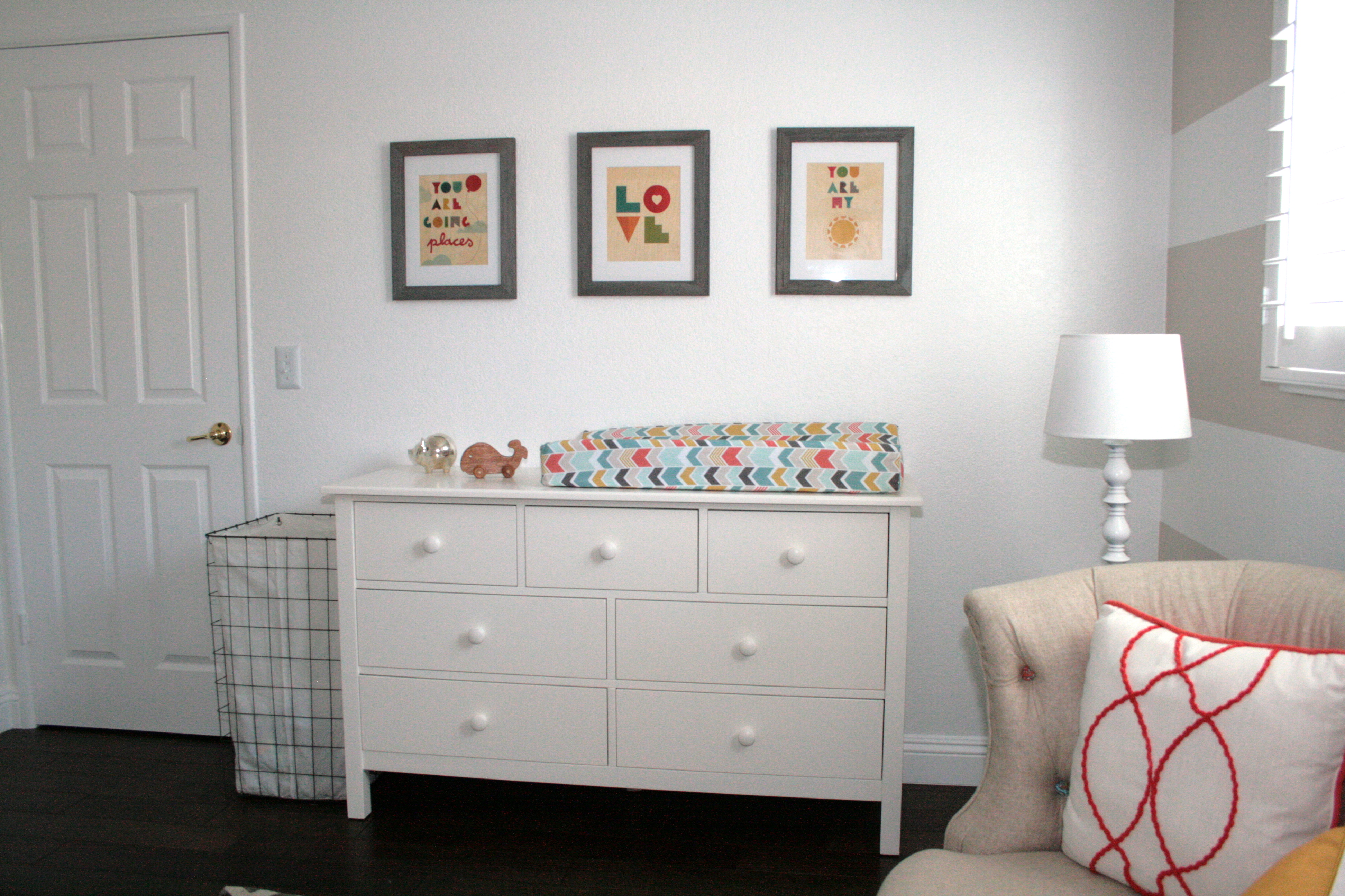 Striped Beige Girl Nursery Changer