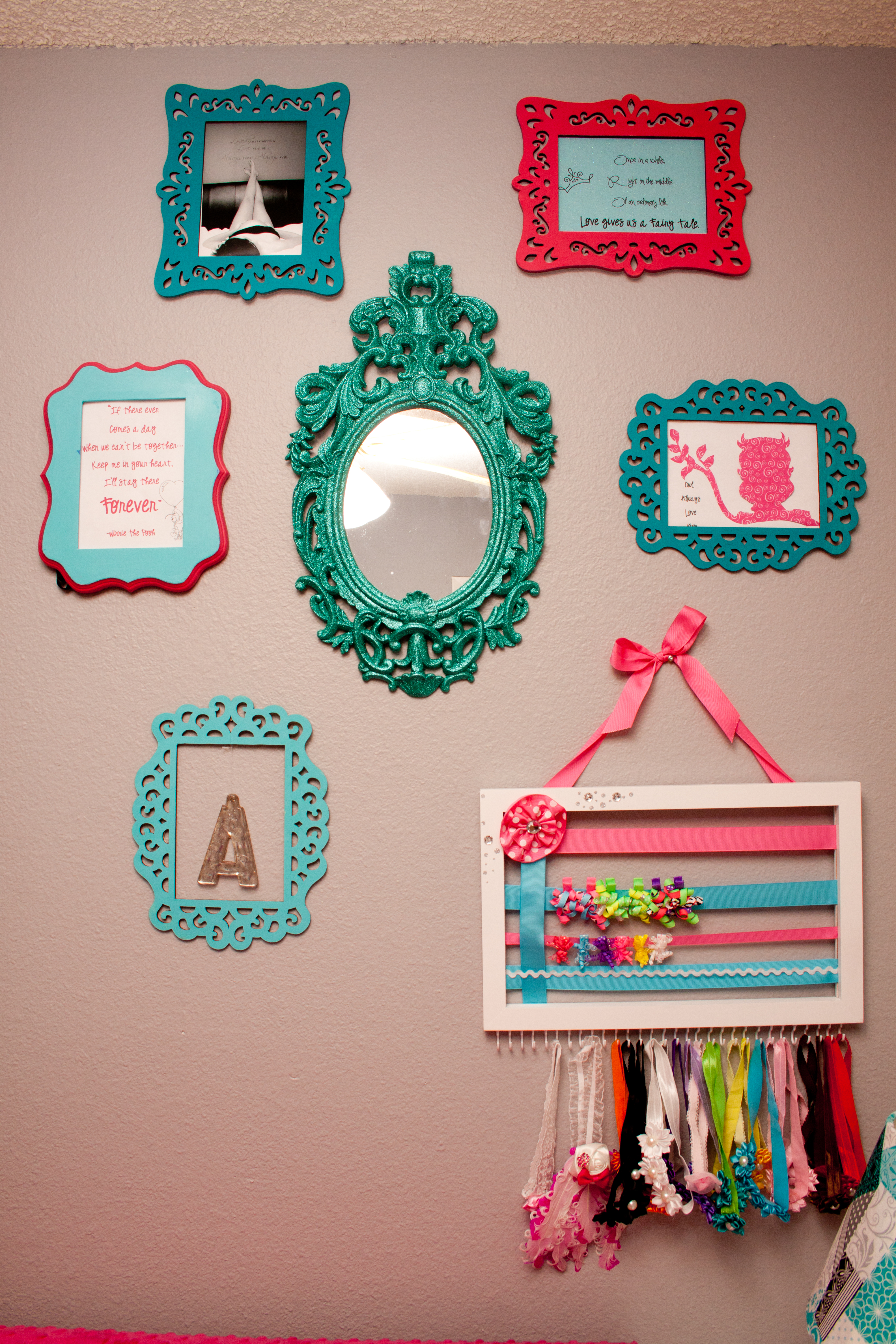 Girl Gray, Pink, and Turquoise Nursery Mirror Wall
