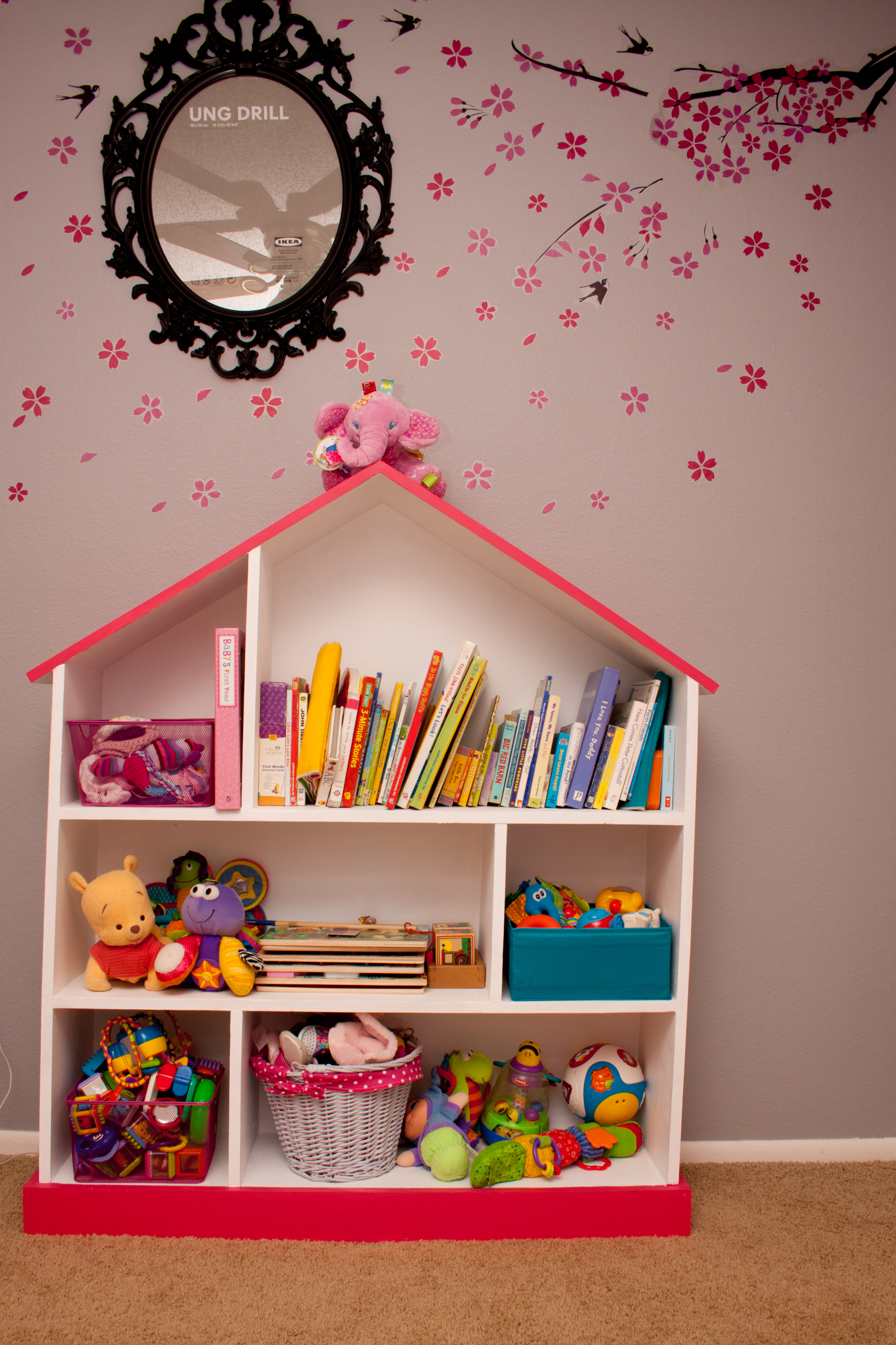 Girl Gray, Pink, and Turquoise Nursery Dollhouse