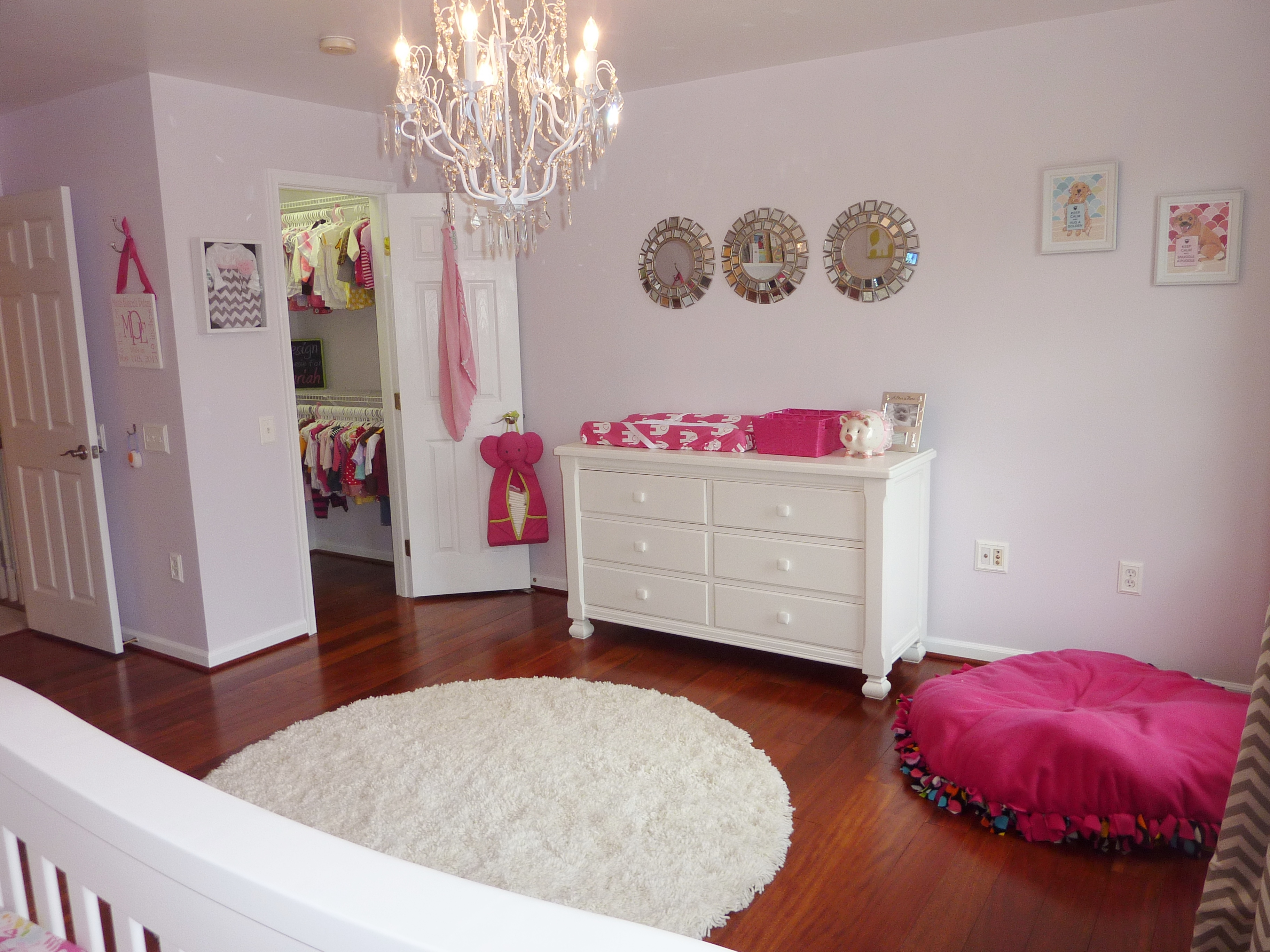 Hot Pink and Gray Elegant Girl Nursery Room View