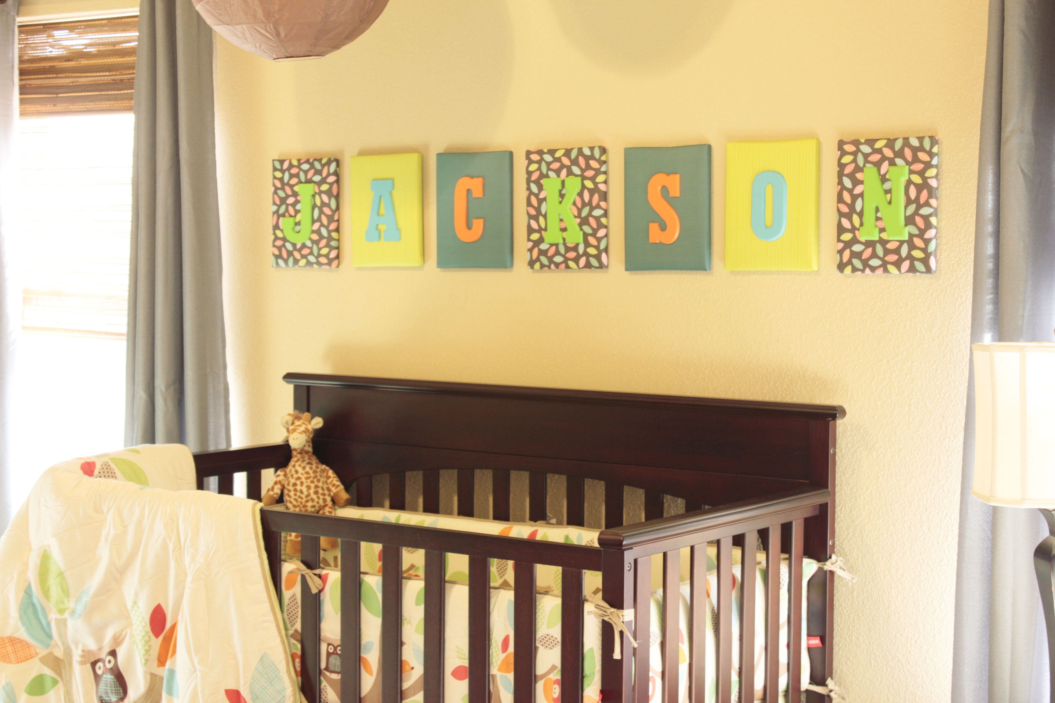 Boy Owl Nursery Monogrammed Wall