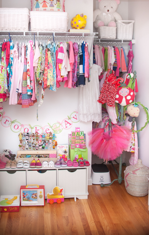 Vintage Baby Girl Nursery Clothes in Closet