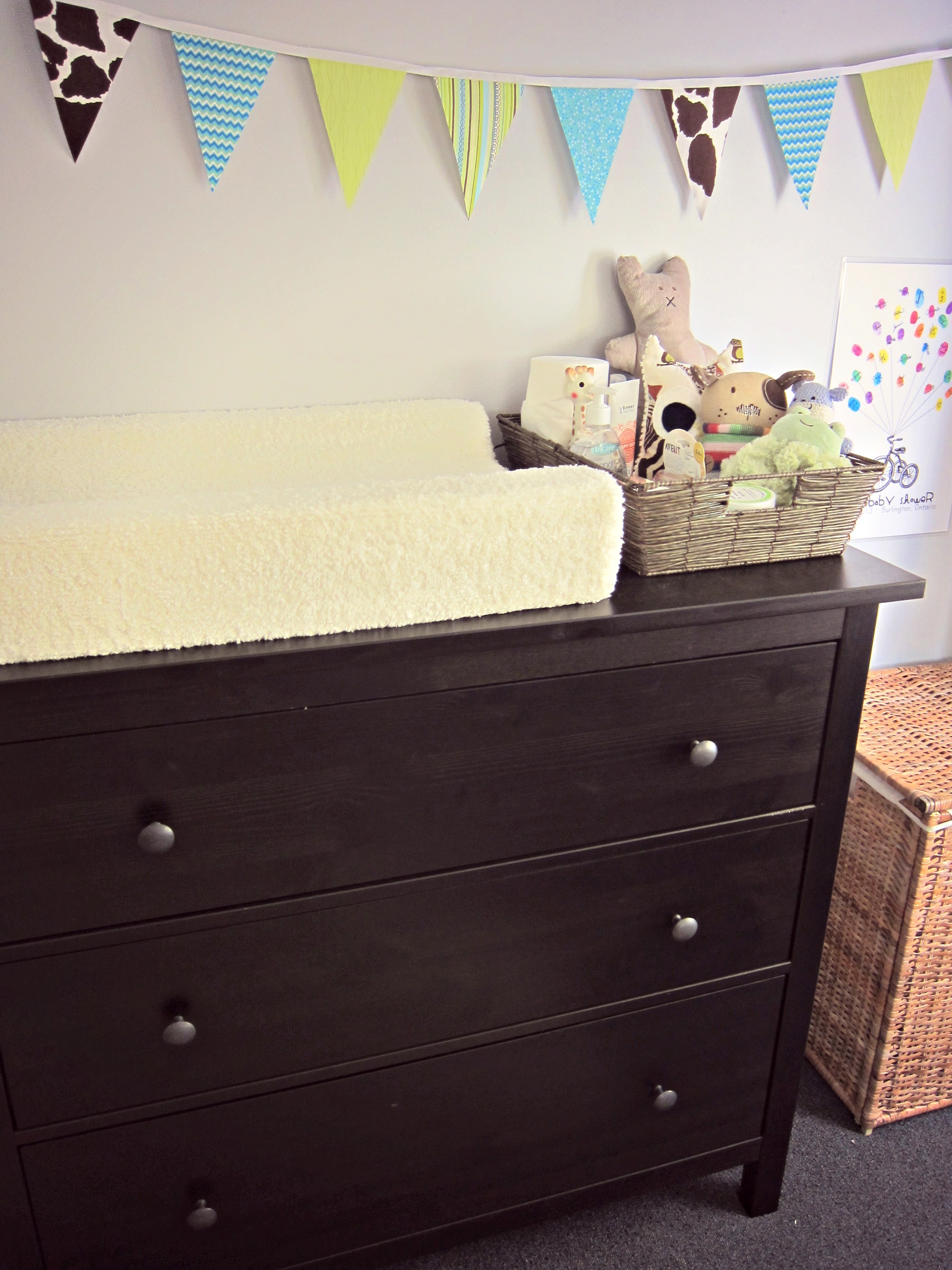Boy Neutral Nursery Changer and Yellow Changing Pad