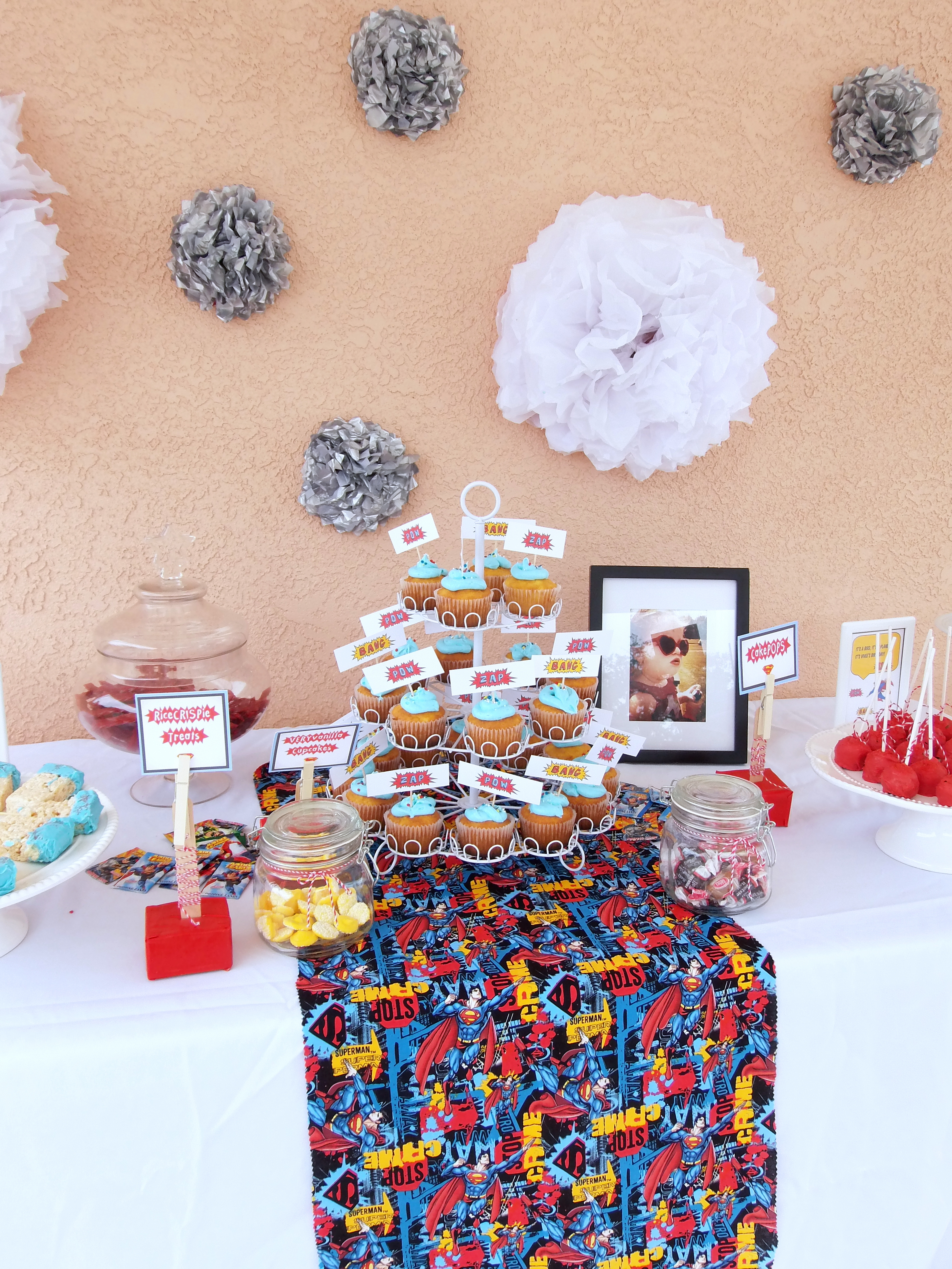 Girl Superman Hero Party Sweets Table
