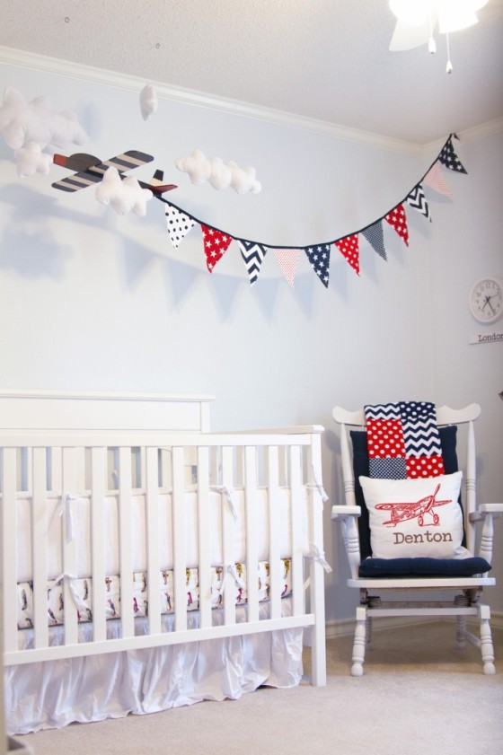 Vintage Airplane Nursery Crib and Glider