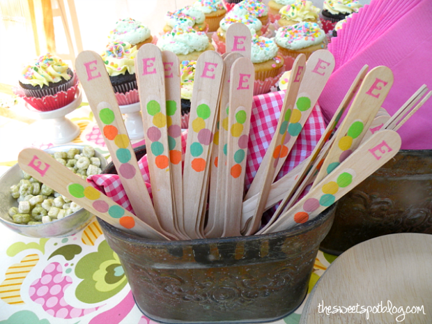 Shabby Chic First Birthday Wooden Forks