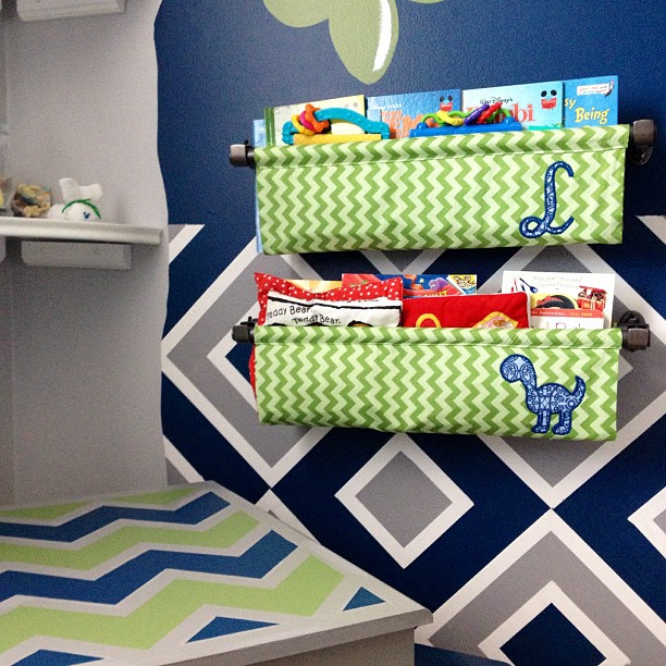 Boy Navy and Green Chevron Nursery Book Slings